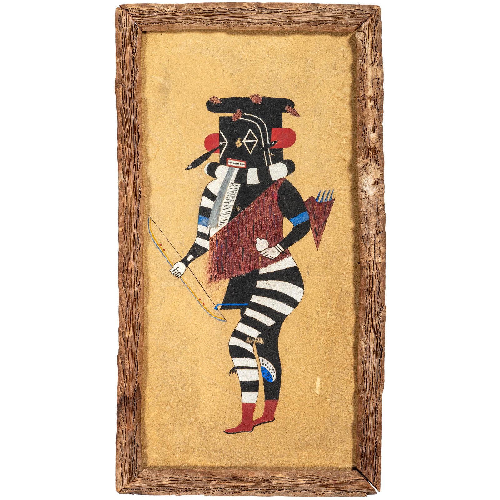 Edgar Sumatzkuku (Hopi, 20th century) untitled,: Edgar Sumatzkuku (Hopi, 20th century) untitled, kachinas, 1988 gouache on paper signed E. Sumatzkuku and dated (lower left) lot also includes unsigned Left Handed Kachina gouache on paper AND Hopi Cac