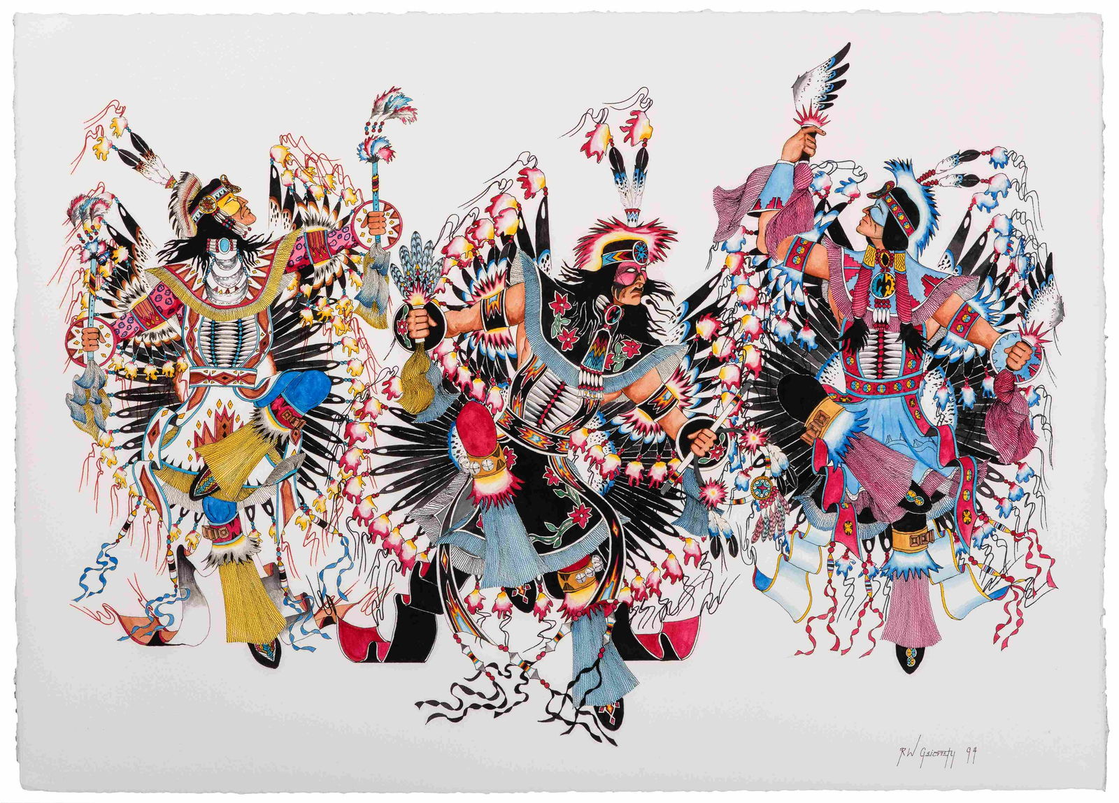 Ron Geionety (Kiowa, b. 1950) untitled, Fancy Dancer, (1 of 2)