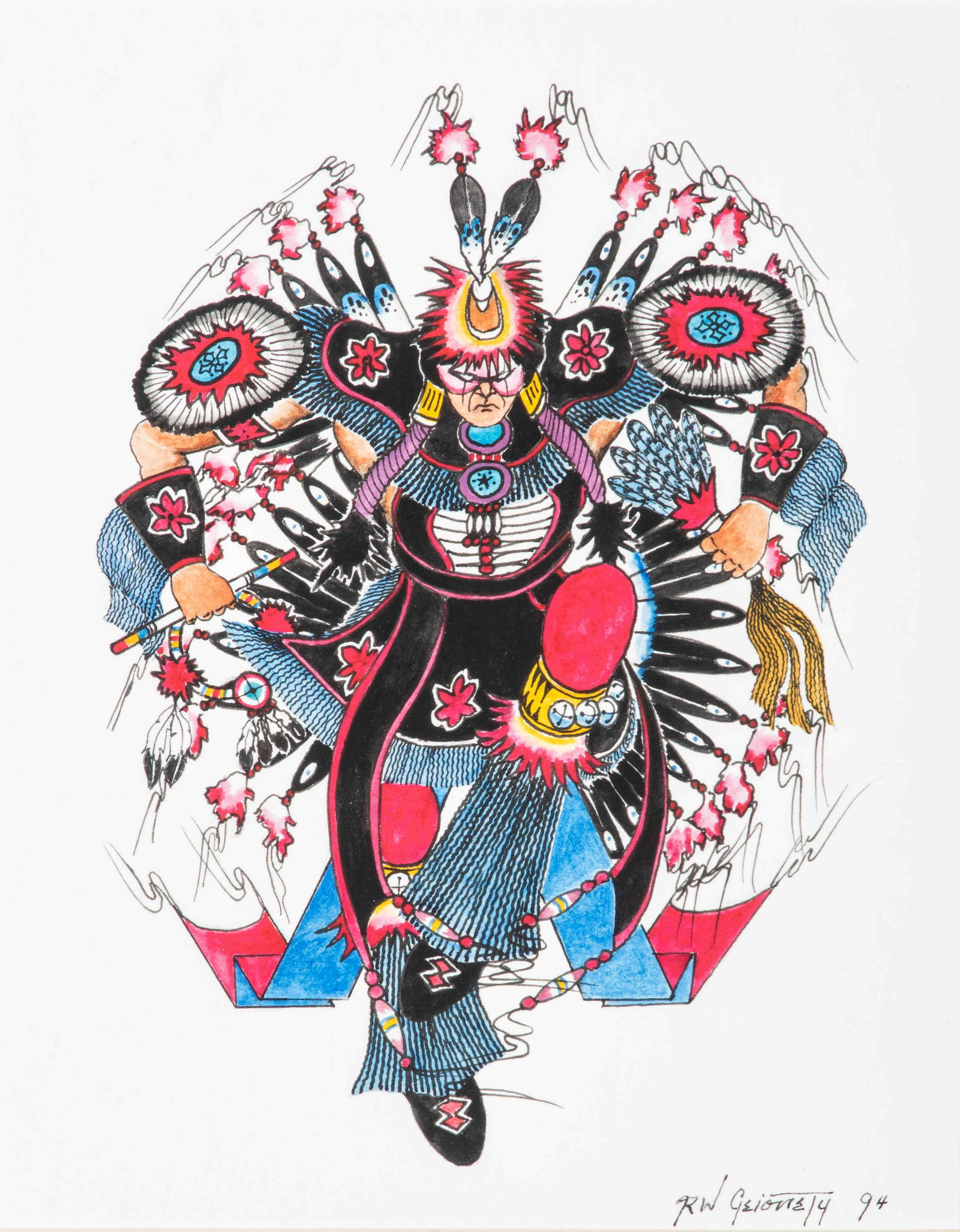 Ron Geionety (Kiowa, b. 1950) untitled, Fancy Dancer, (1 of 1)