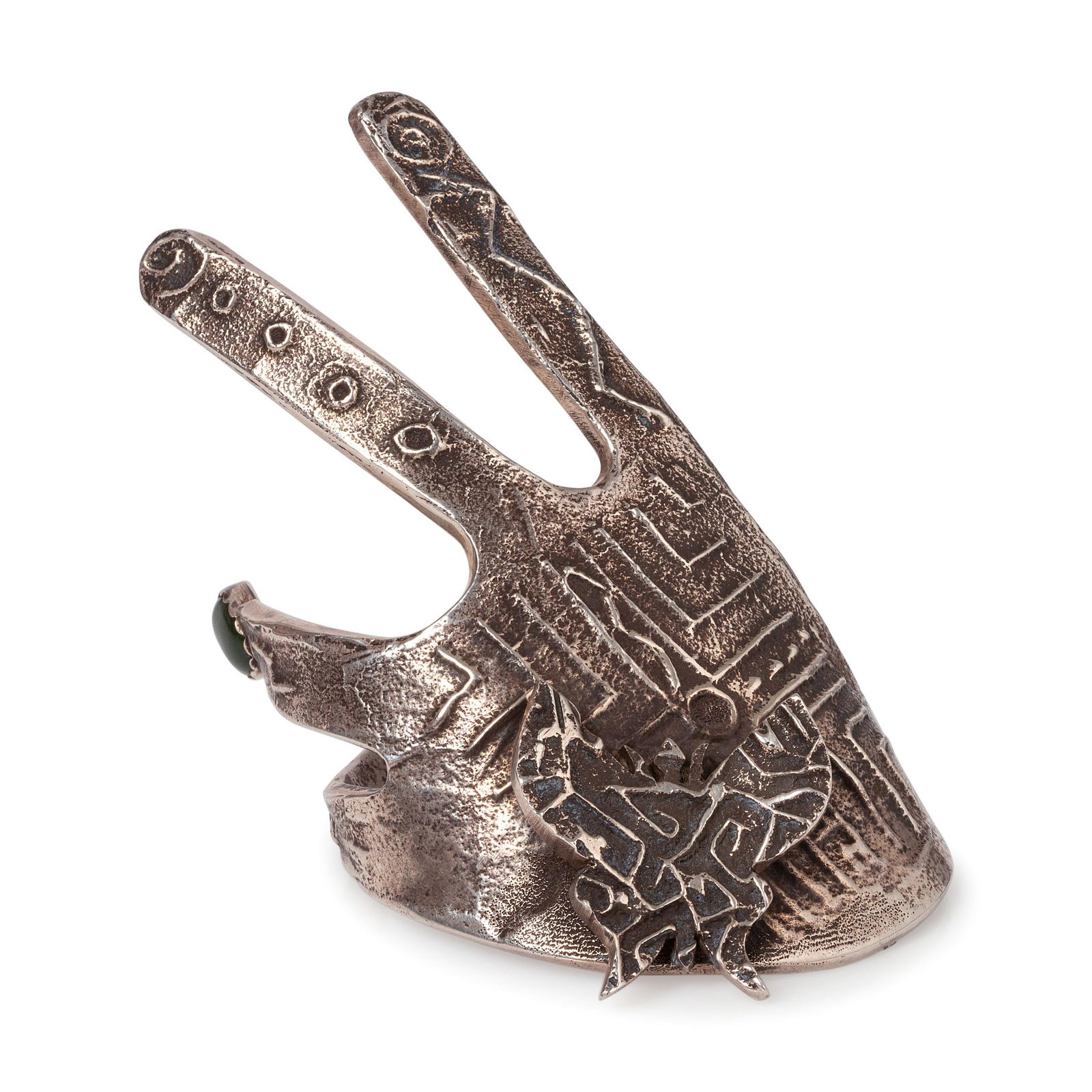 Ira Custer (Dine, b. 1964) Tufa Cast Silver Hand-Shaped (1 of 5)