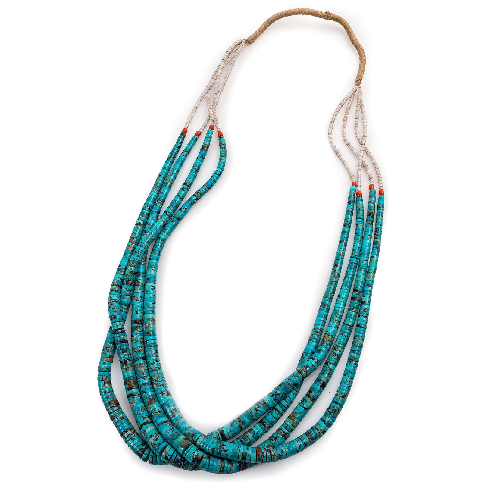 Pueblo Multi-Strand Graduated Rolled Turquoise Necklace (1 of 2)