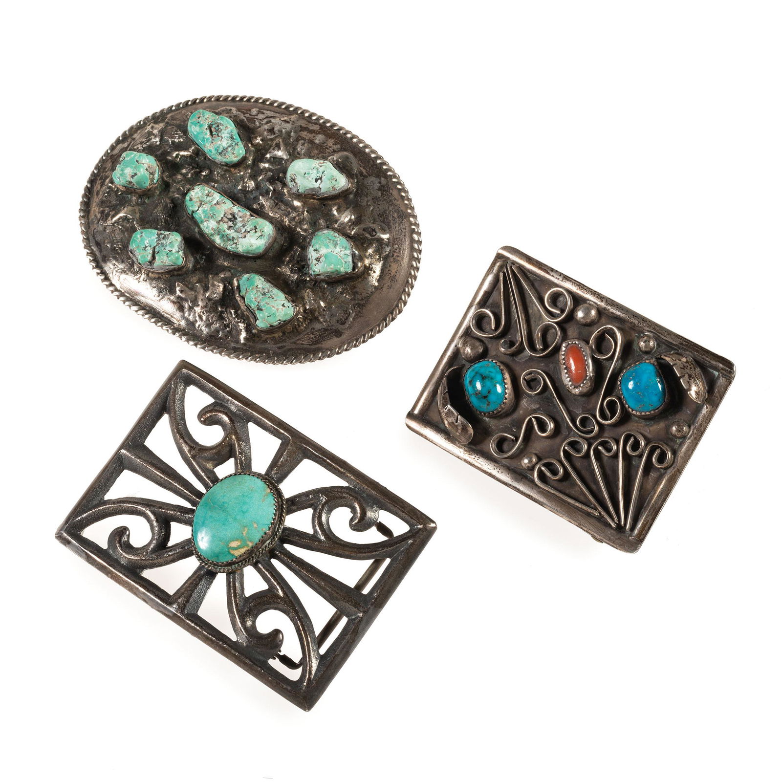 Navajo Silver Belt Buckles (1 of 2)