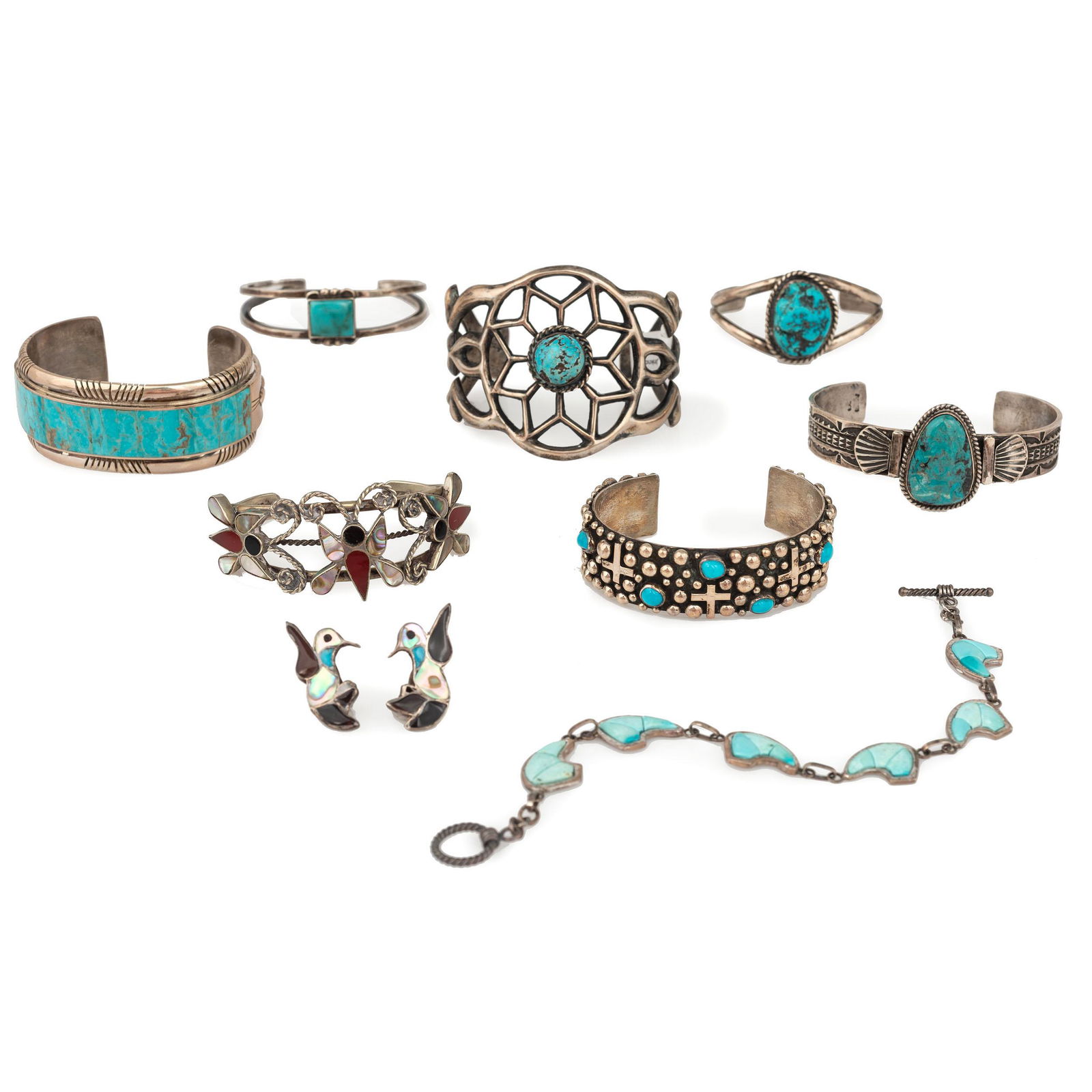 Selection of Navajo, Hopi, and Zuni Silver Bracelets (1 of 8)