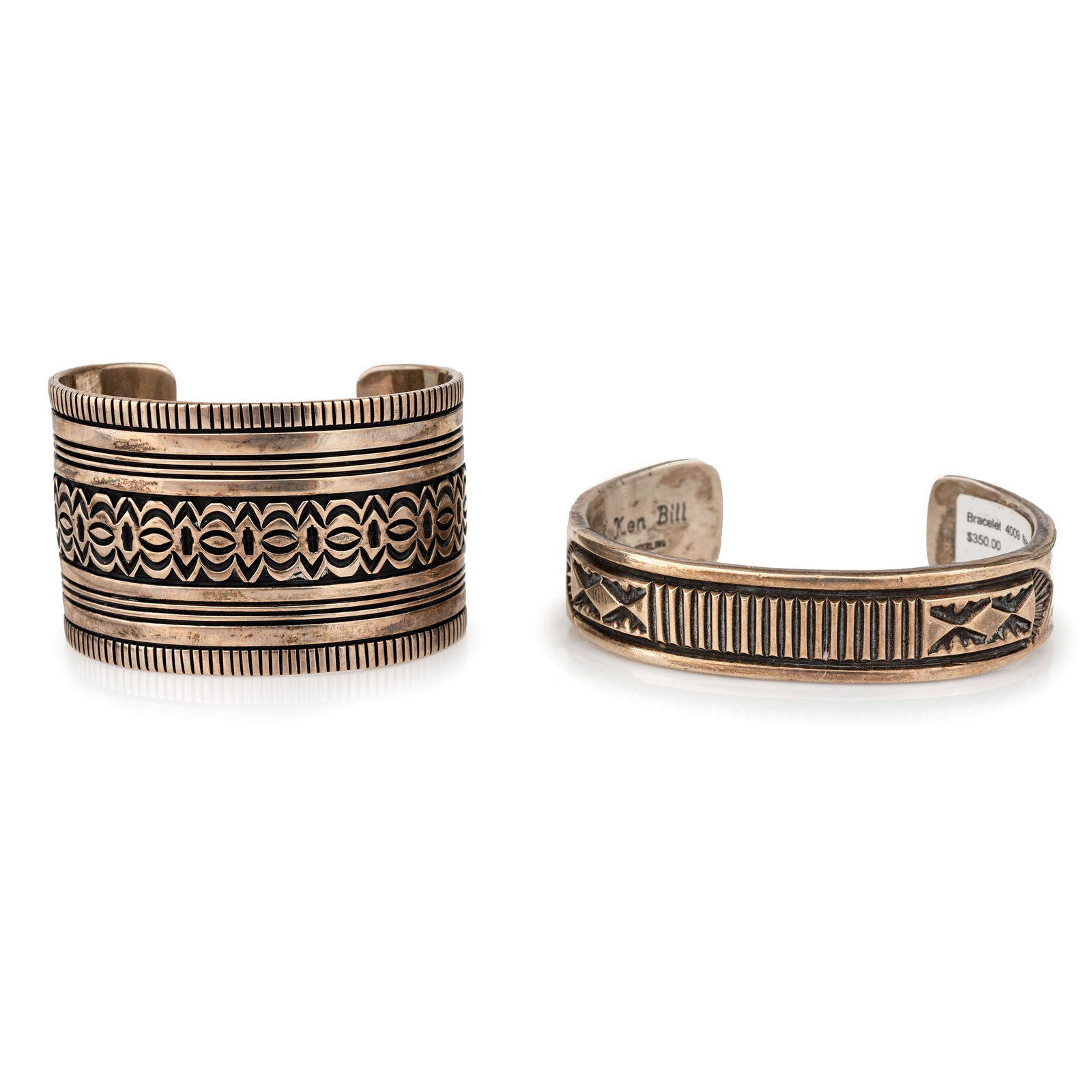 Navajo Sterling Silver Overlay Cuff Bracelets (1 of 5)