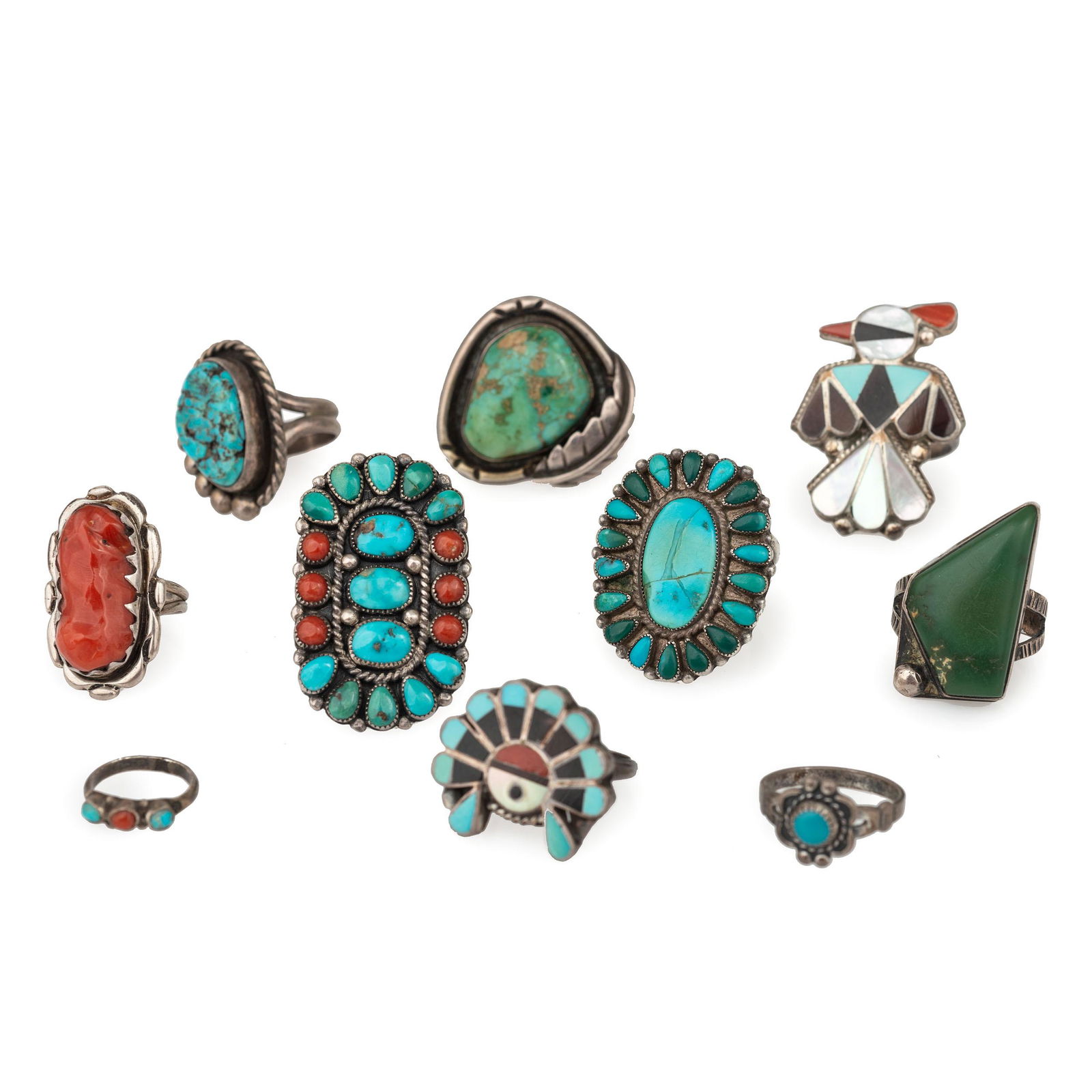 Navajo and Zuni Silver Rings, with Inlay (1 of 5)