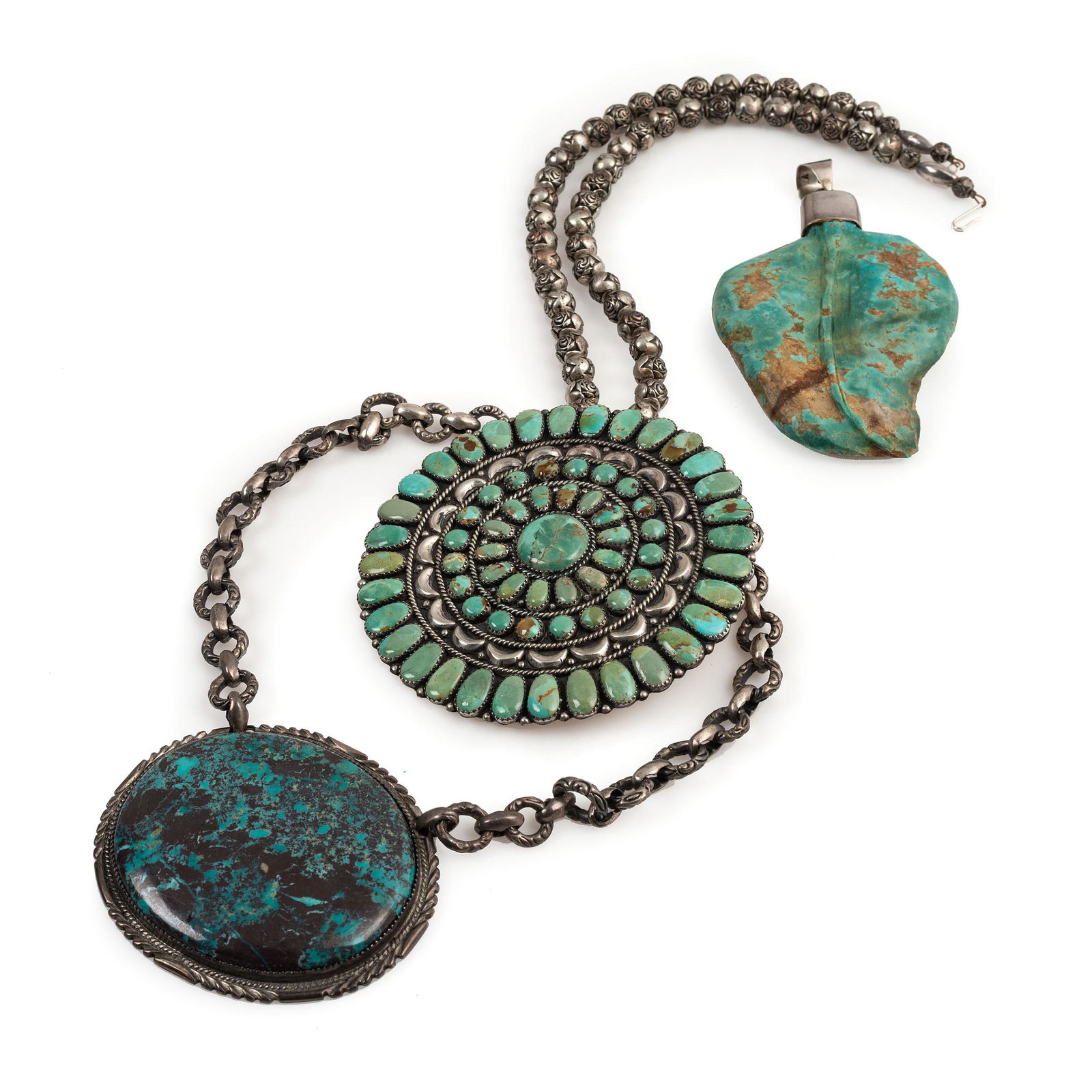 Navajo Silver and Turquoise Pendants and Necklaces (1 of 2)