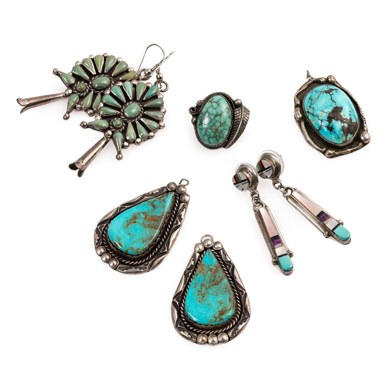 Navajo and Zuni Earrings and Pendants (1 of 2)