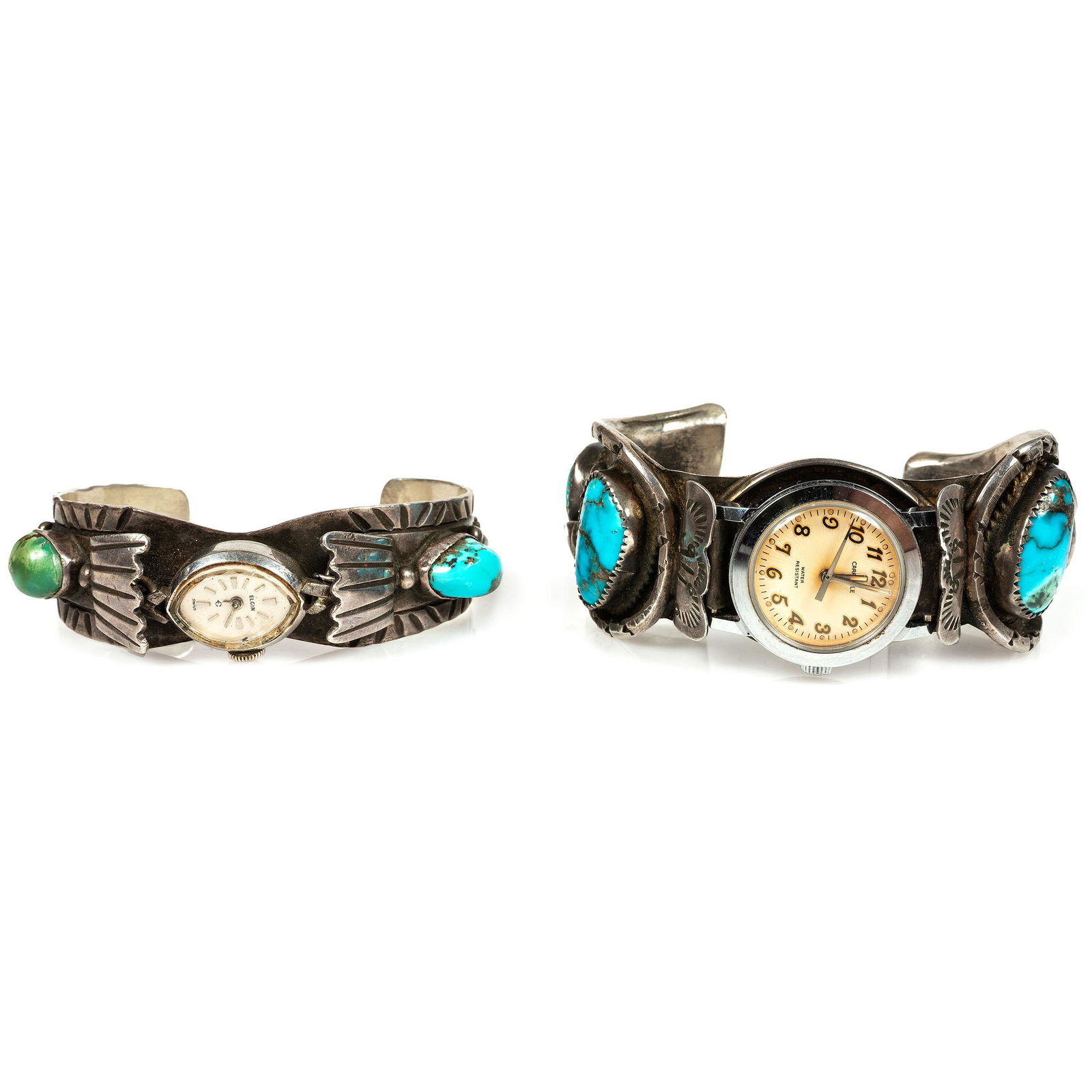 Navajo Silver and Turquoise Cuff Watch Bands (1 of 5)