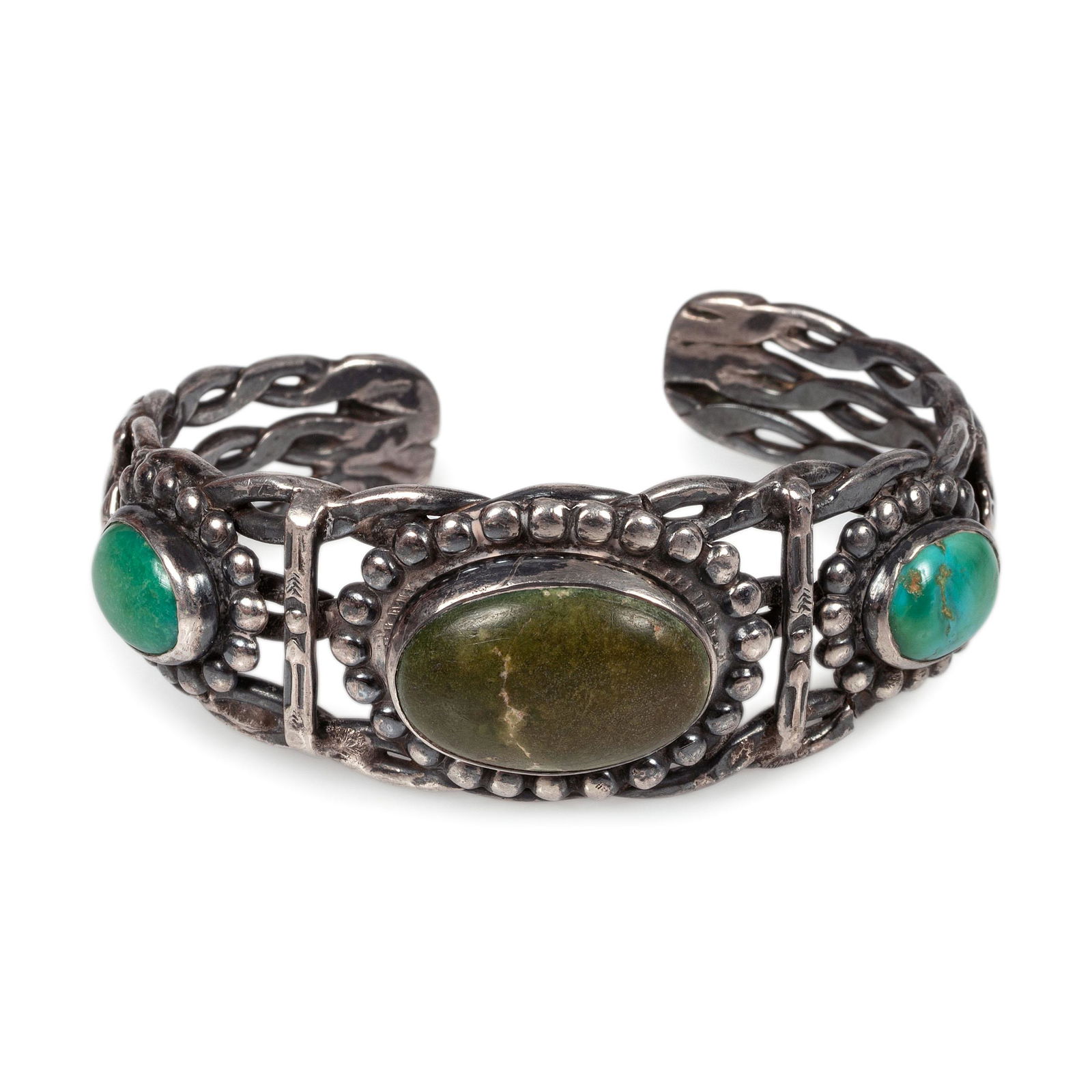 Southwestern-Style Silver and Turquoise Cuff Bracelet (1 of 3)