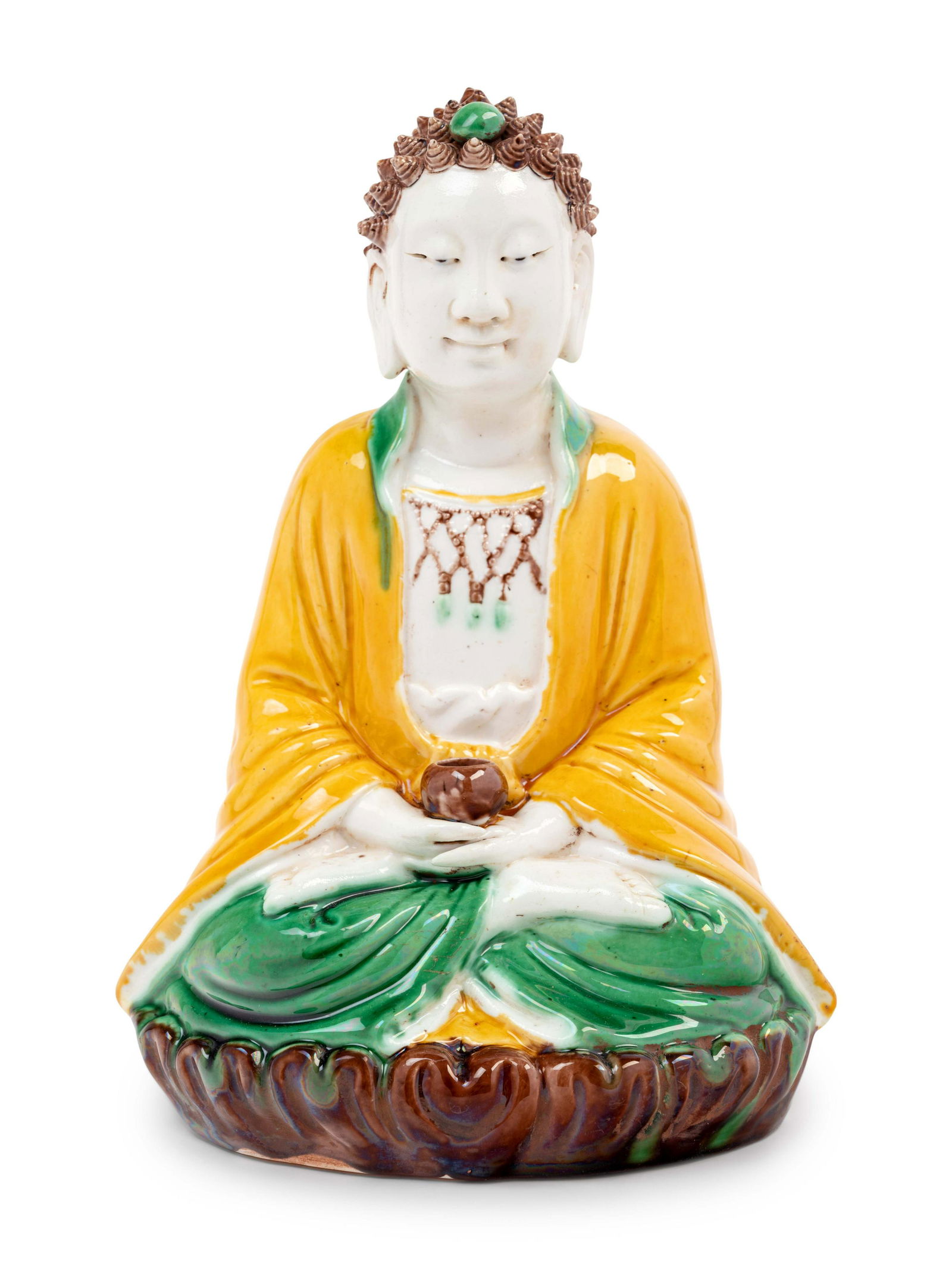 A Chinese Sancai Glazed Biscuit Figure of Buddha (1 of 5)