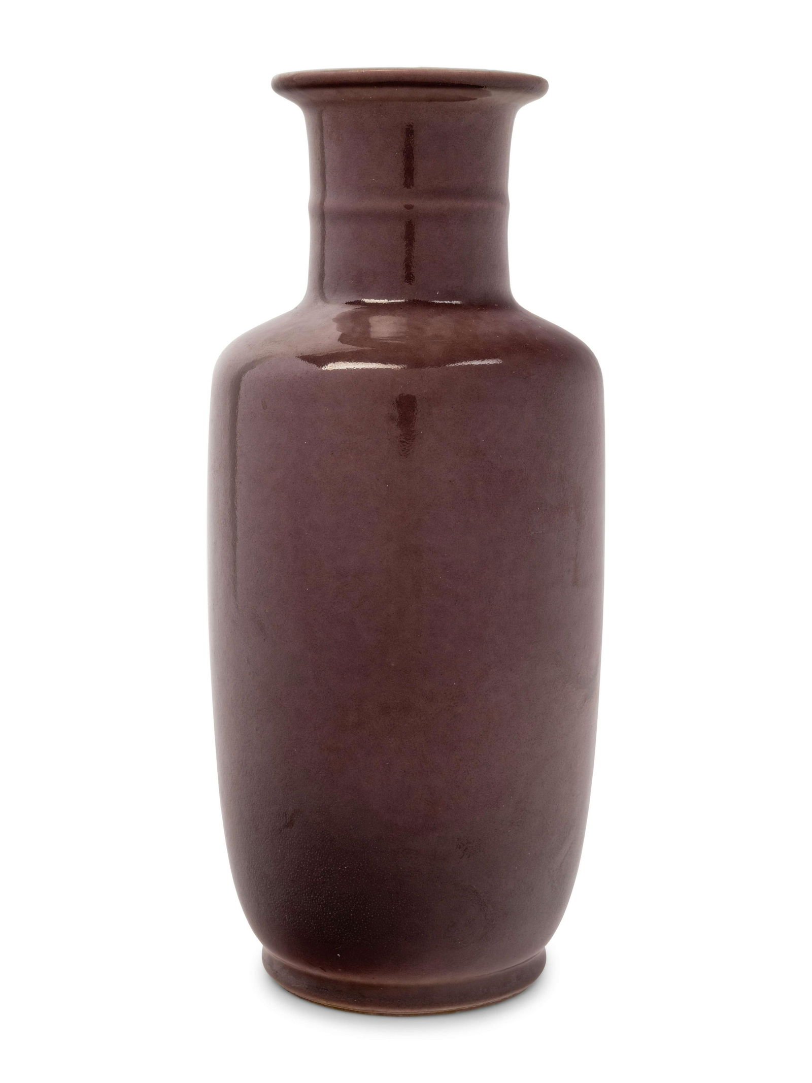 A Chinese Purple Glazed Porcelain Rouleau Vase (1 of 2)