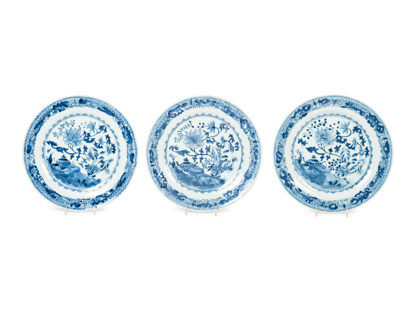 Three Chinese Export Blue and White Porcelain Plates (1 of 4)
