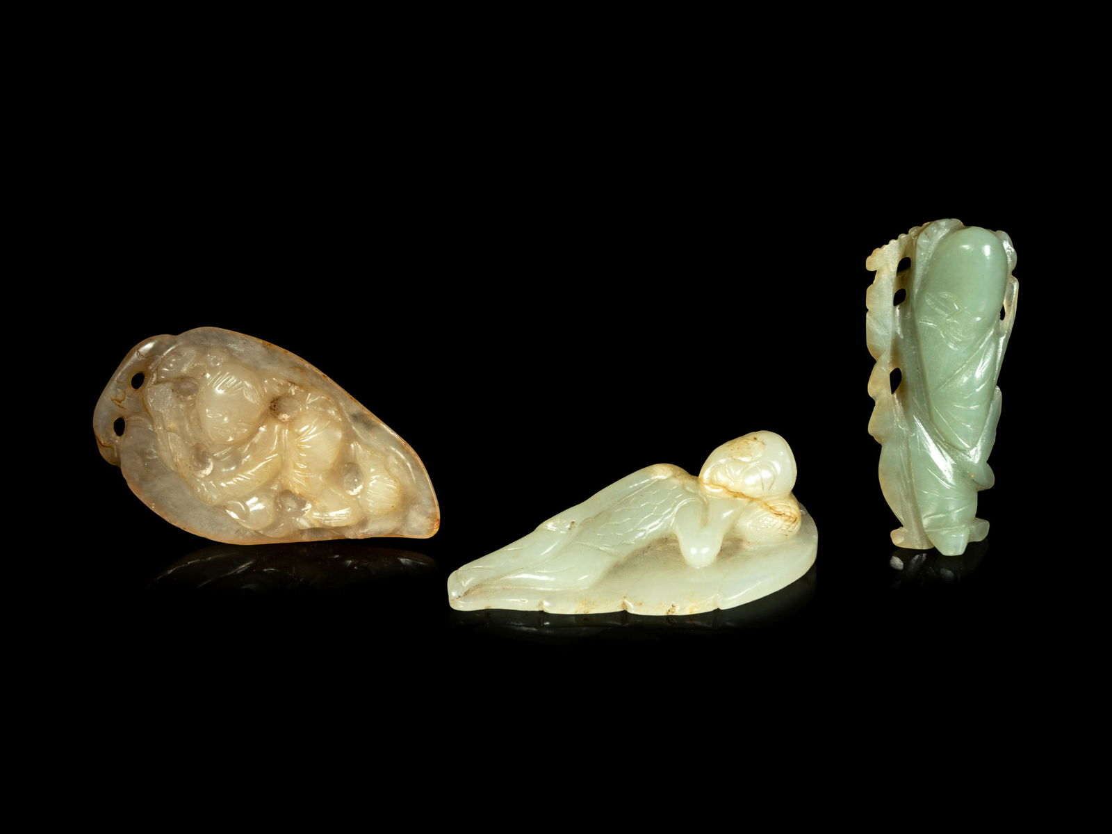 Three Chinese Jade and Hardstone Carved Figures (1 of 2)