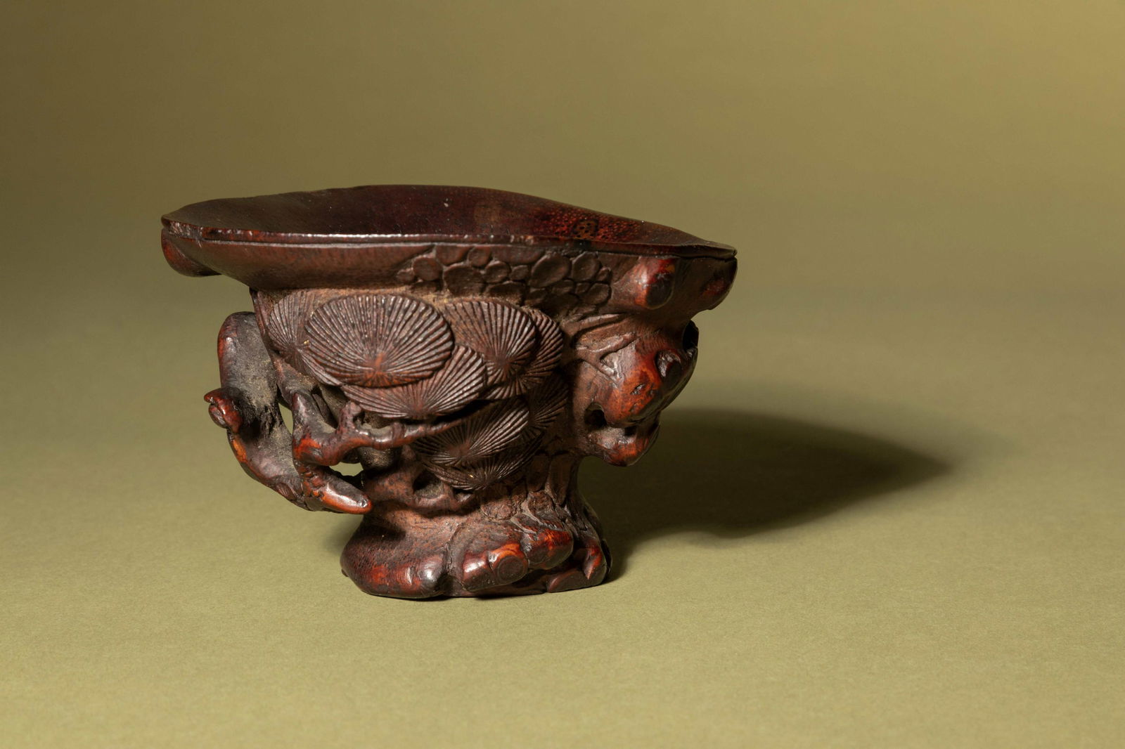 A Chinese Carved Bamboo 'Pine' Libation Cup (1 of 4)