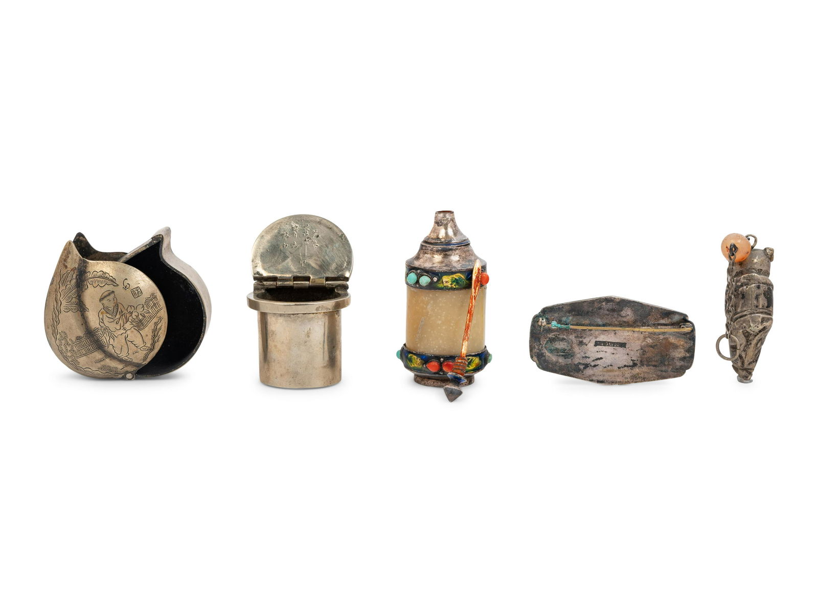 Five Chinese Silver and Metal Articles (1 of 5)