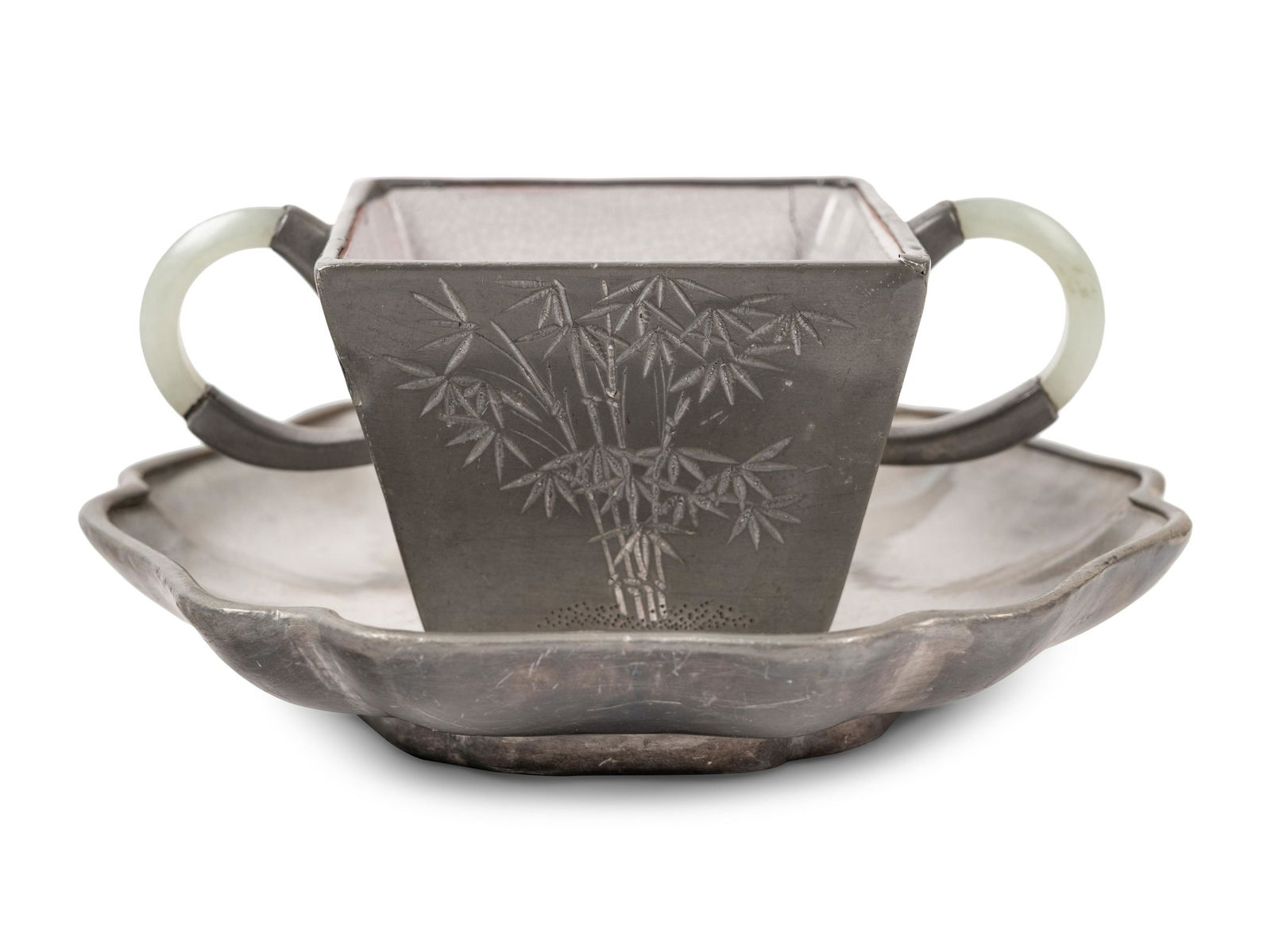 Two Chinese Pewter Encased Yixing Pottery Articles (1 of 5)