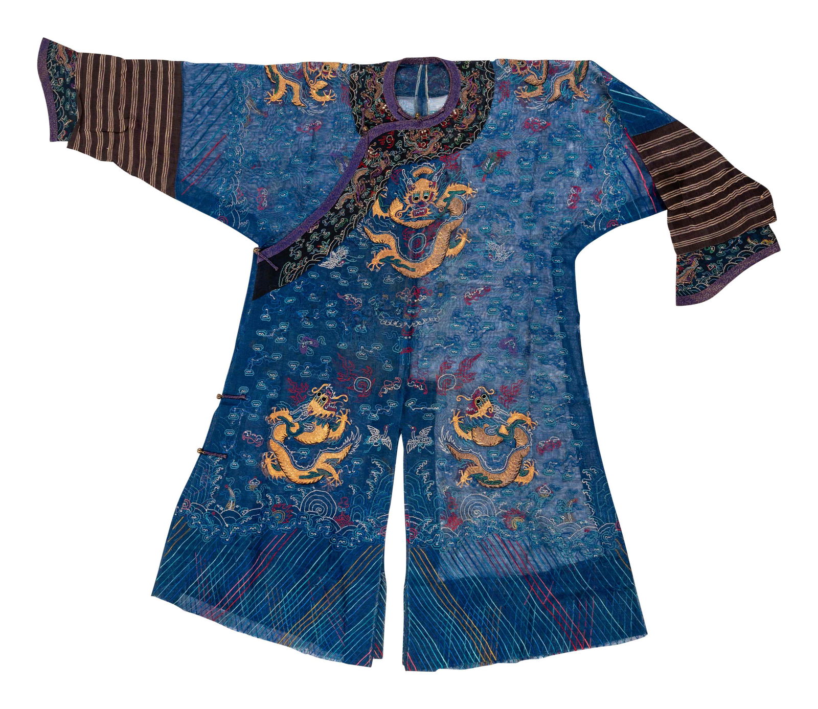 A Chinese Silk Gauze Embroidered Summer Dragon Robe, (1 of 2)