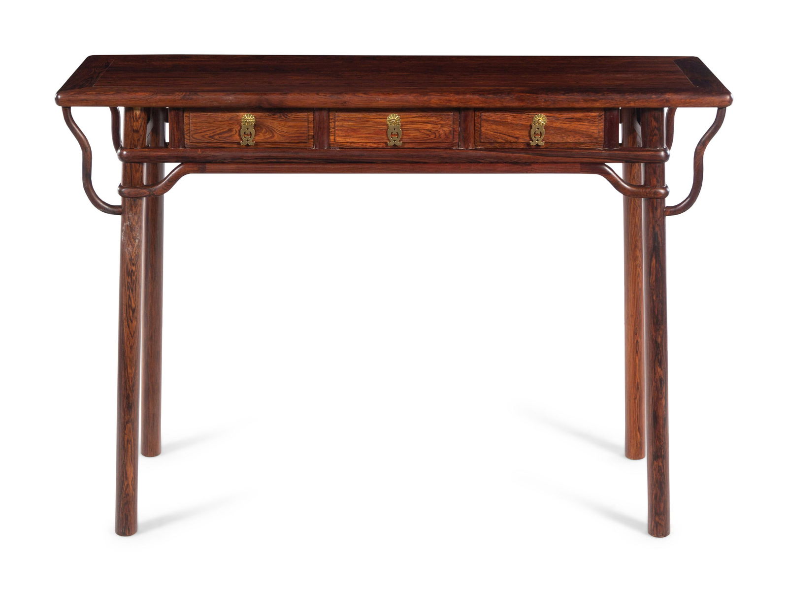 A Chinese Huanghuali Three Drawer Recessed Leg Altar (1 of 3)