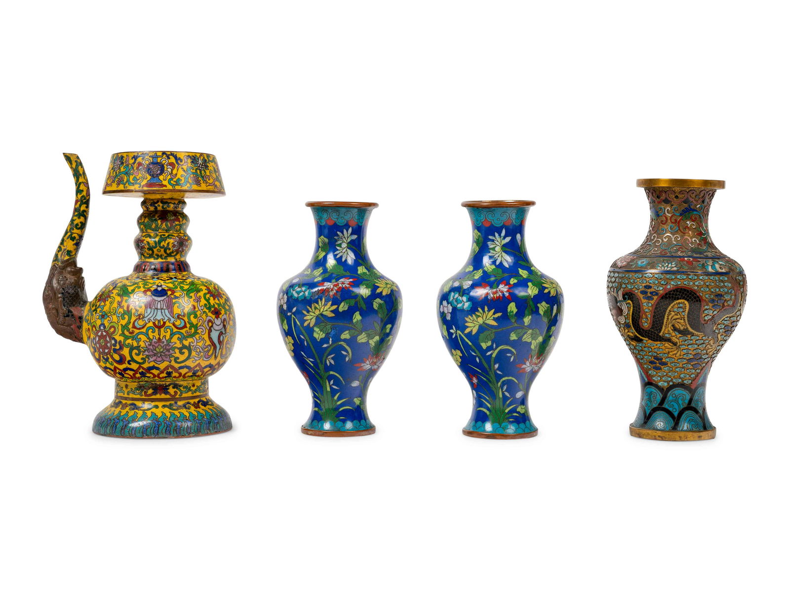 Three Chinese Cloisonné Enamel Vases and a Chinese (1 of 4)