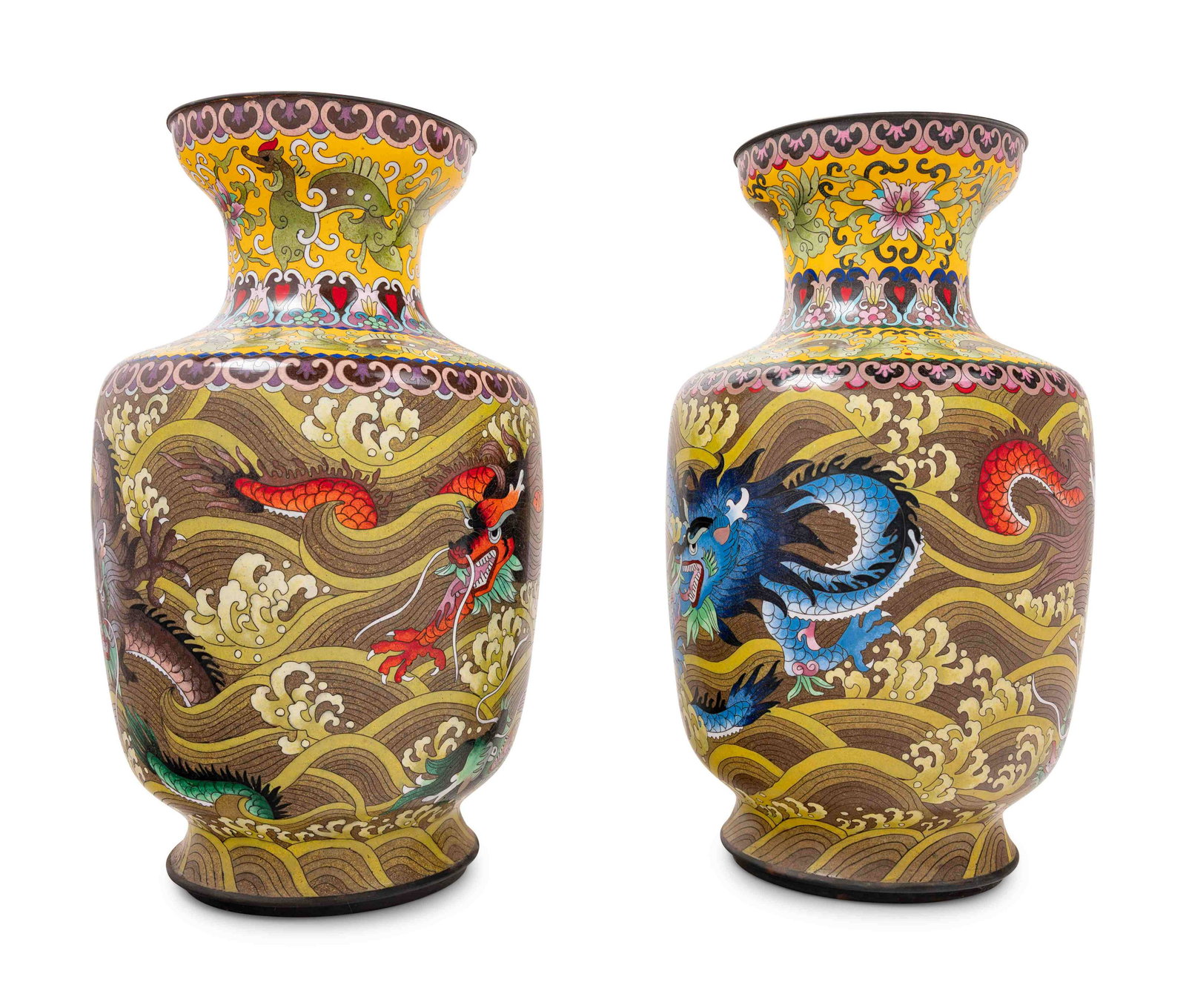 Seven Large Chinese Yellow Ground Cloisonné (1 of 14)