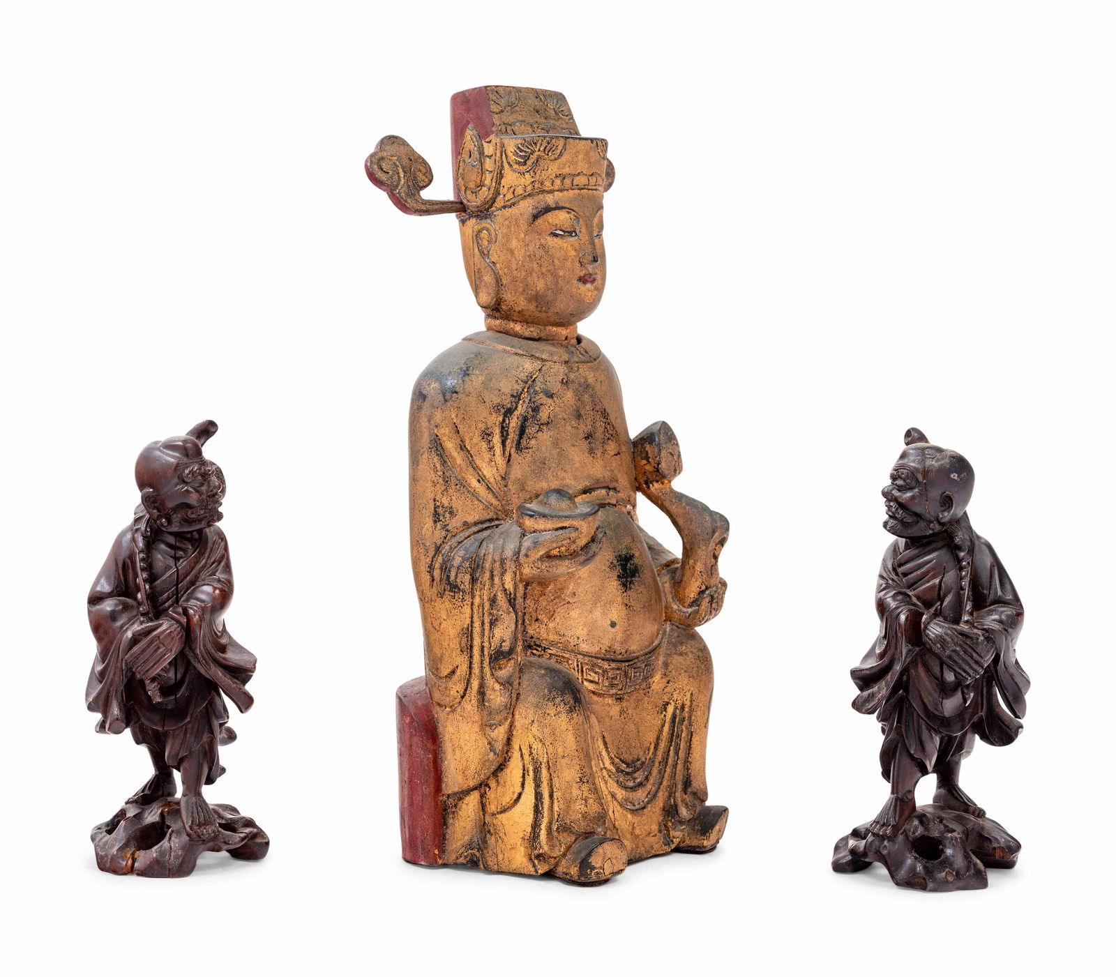 Three Chinese Carved Wood Figures (1 of 4)