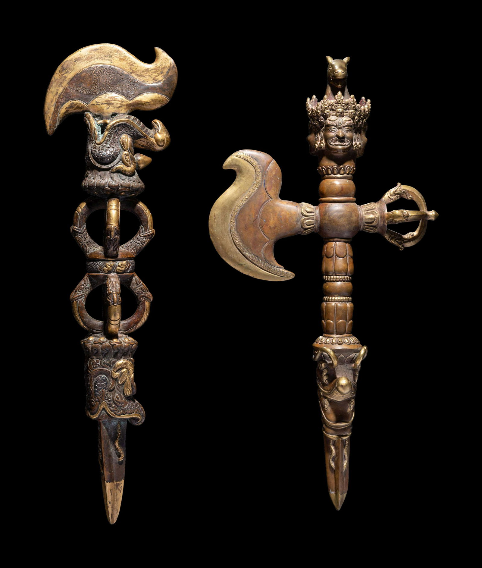 Two Tibetan Gilt Bronze Ritual Daggers (1 of 5)