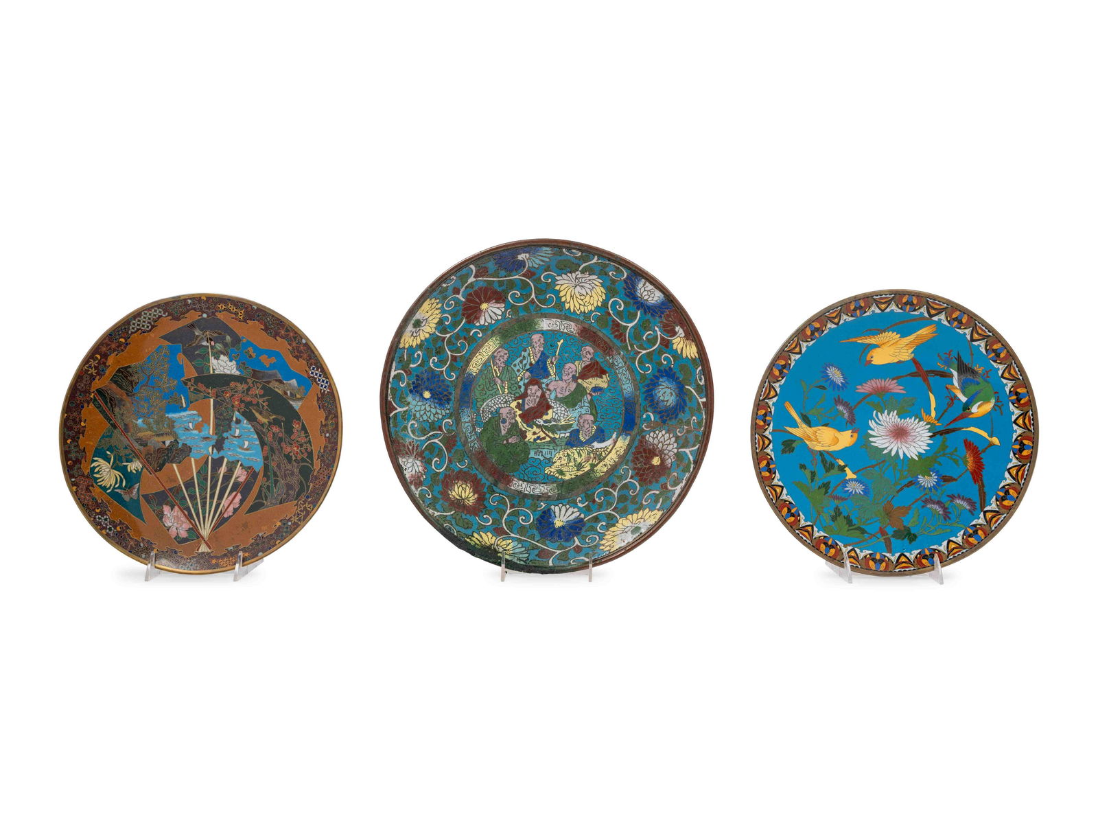 13 Japanese Cloisonné Plates (1 of 13)