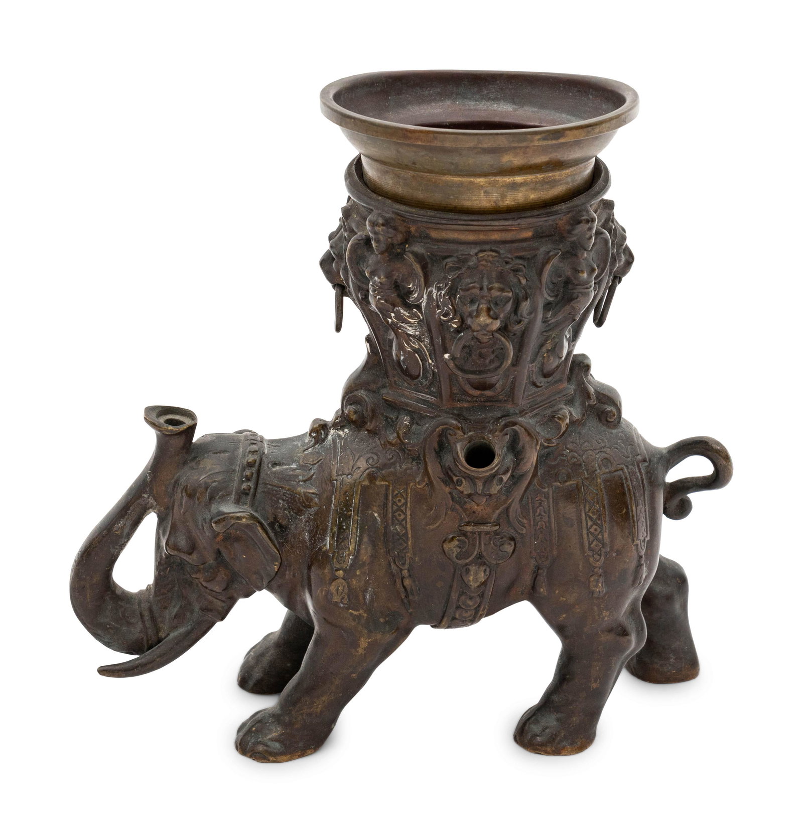 A Victorian Era Indian Bronze Elephant Oil Lamp height (1 of 3)