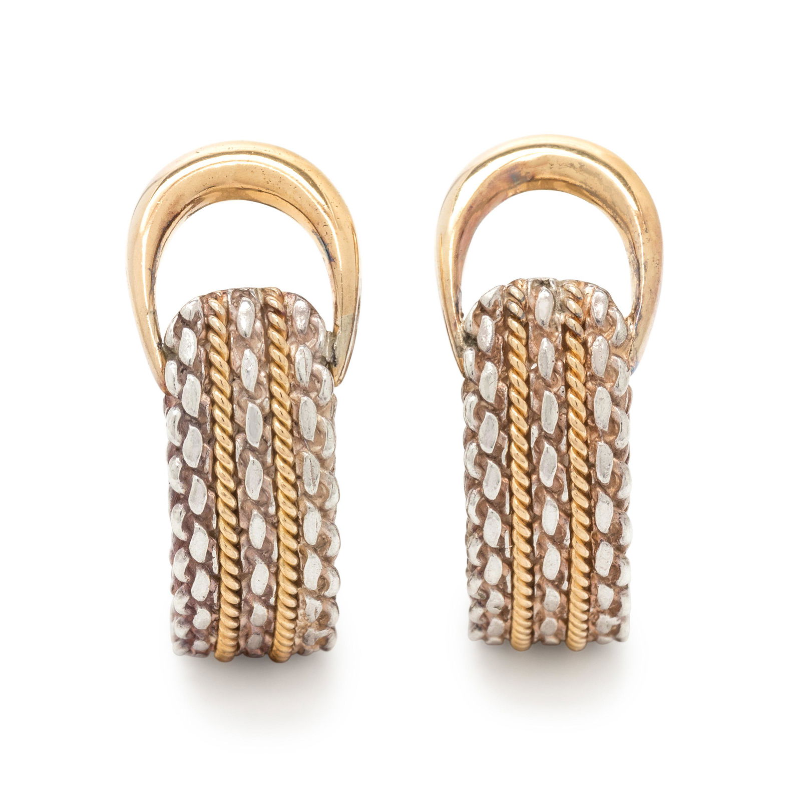 HERMÃˆS, SILVER AND YELLOW GOLD EARCLIPS (1 of 3)