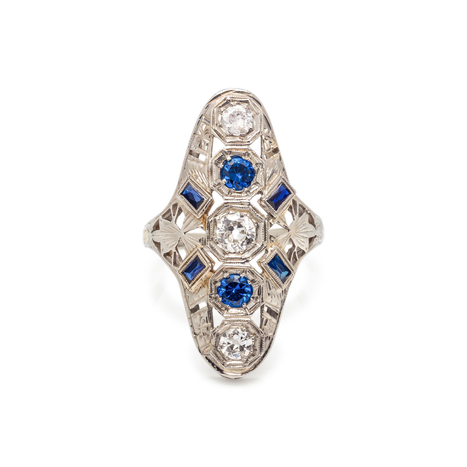 DIAMOND AND SYNTHETIC SAPPHIRE RING (1 of 3)