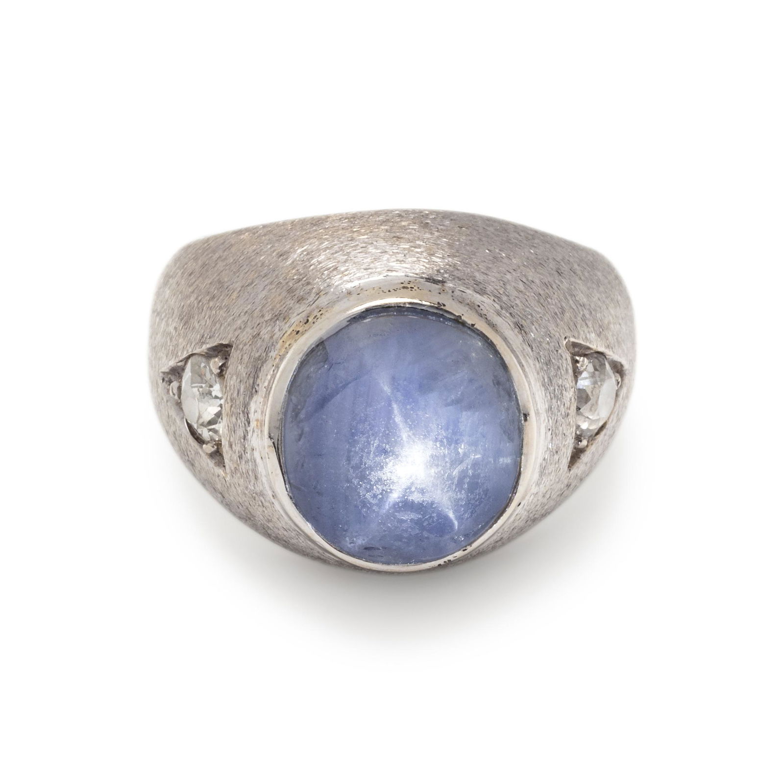 WHITE GOLD, STAR SAPPHIRE AND DIAMOND RING (1 of 3)