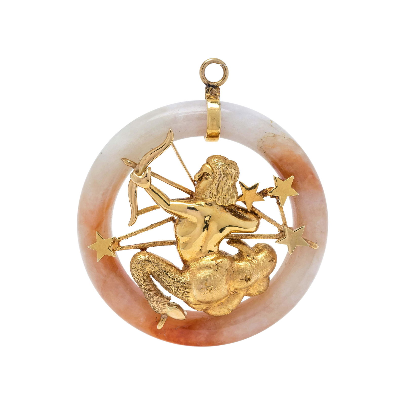 YELLOW GOLD AND JADE SAGITTARIUS PENDANT (1 of 2)