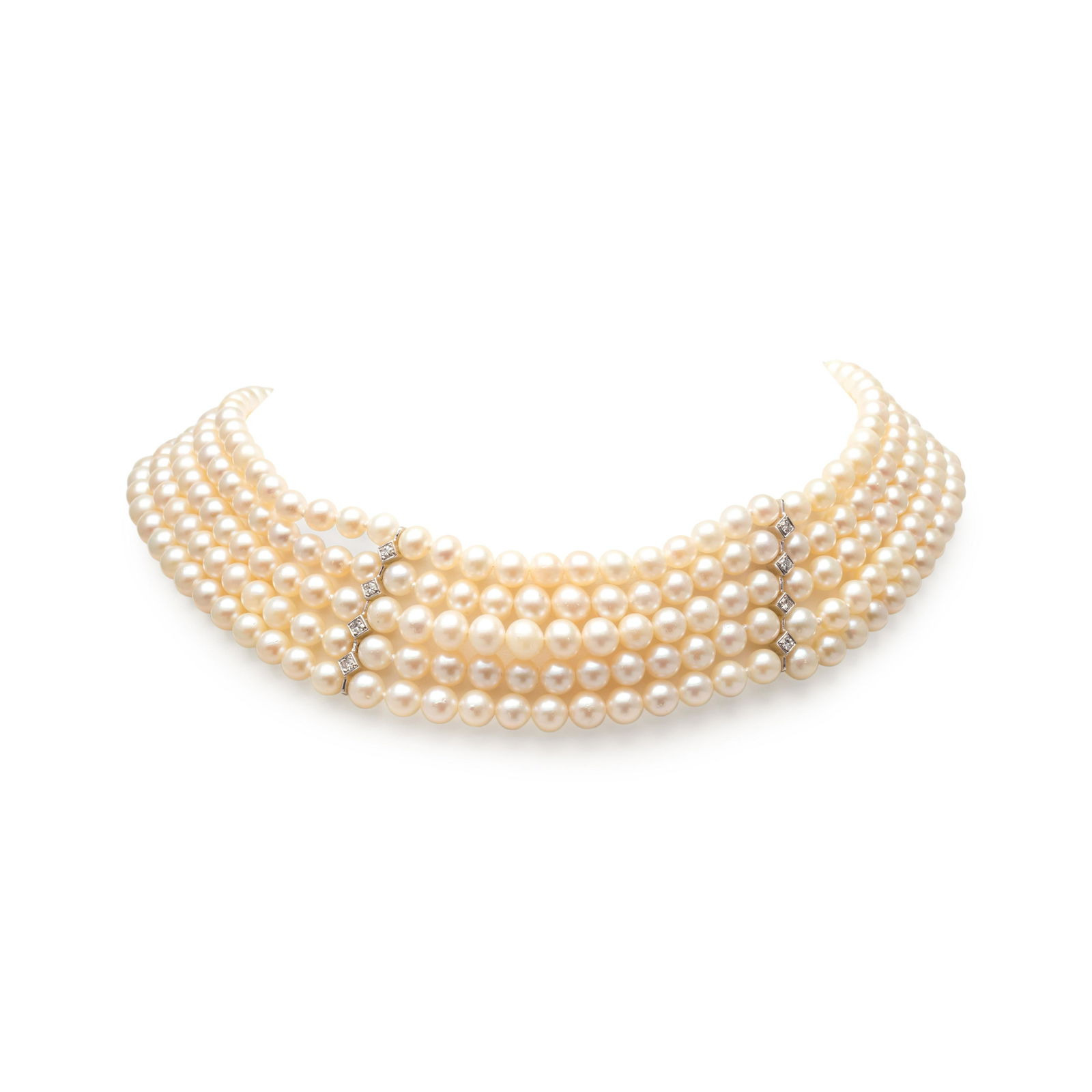 CULTURED PEARL AND DIAMOND CHOKER NECKLACE (1 of 2)