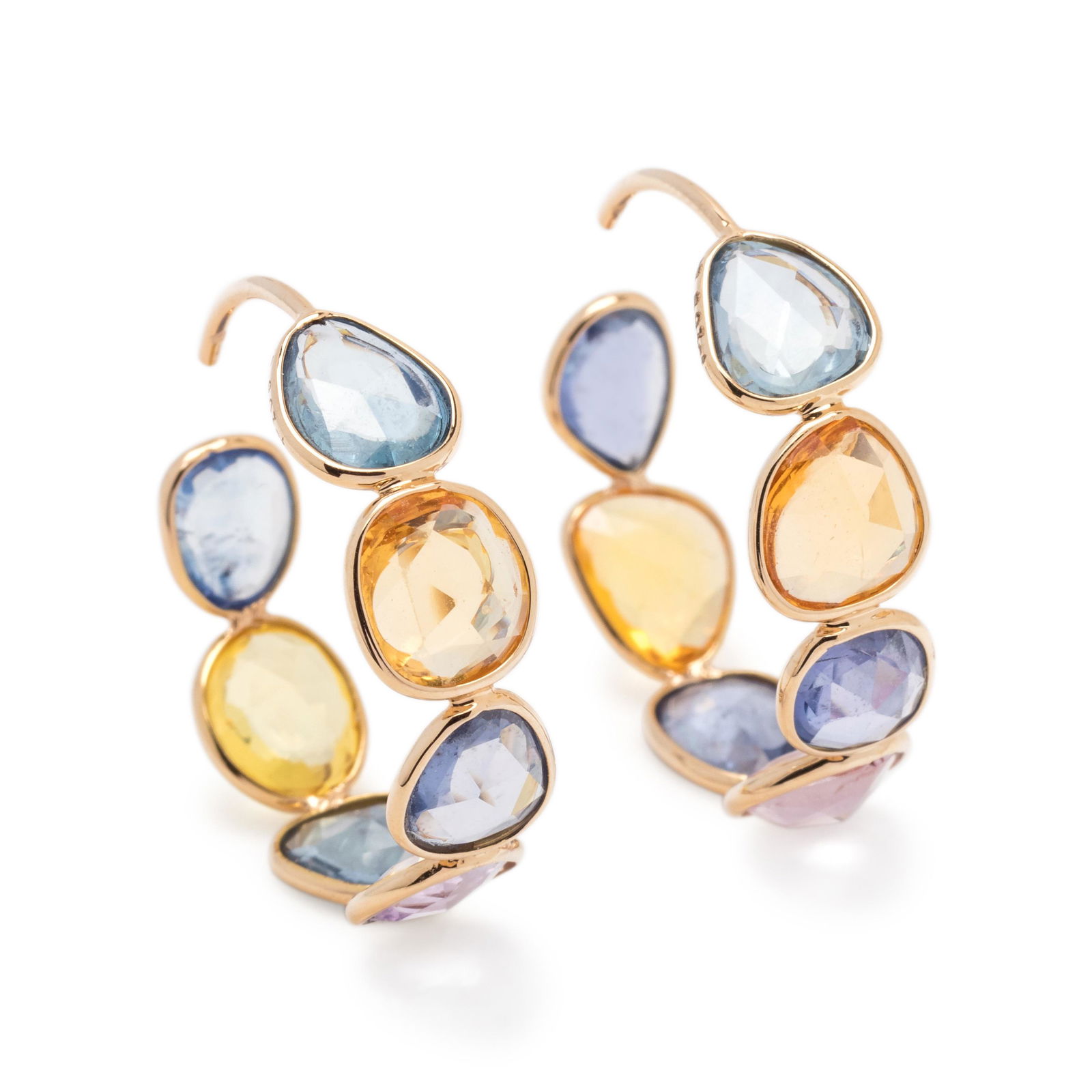 MULTICOLOR SAPPHIRE HOOP EARRINGS (1 of 2)