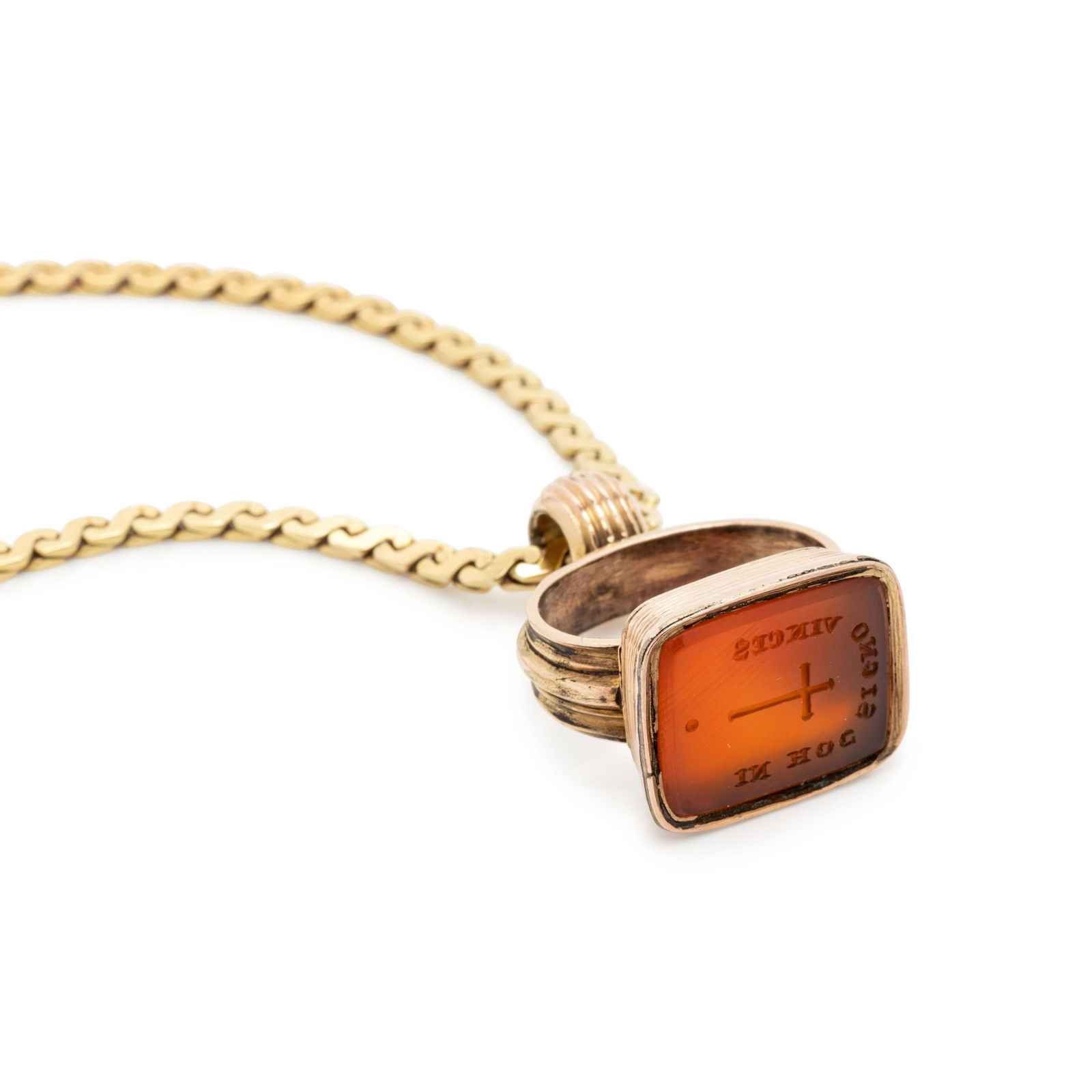 CARNELIAN INTAGLIO FOB AND CHAIN NECKLACE (1 of 2)