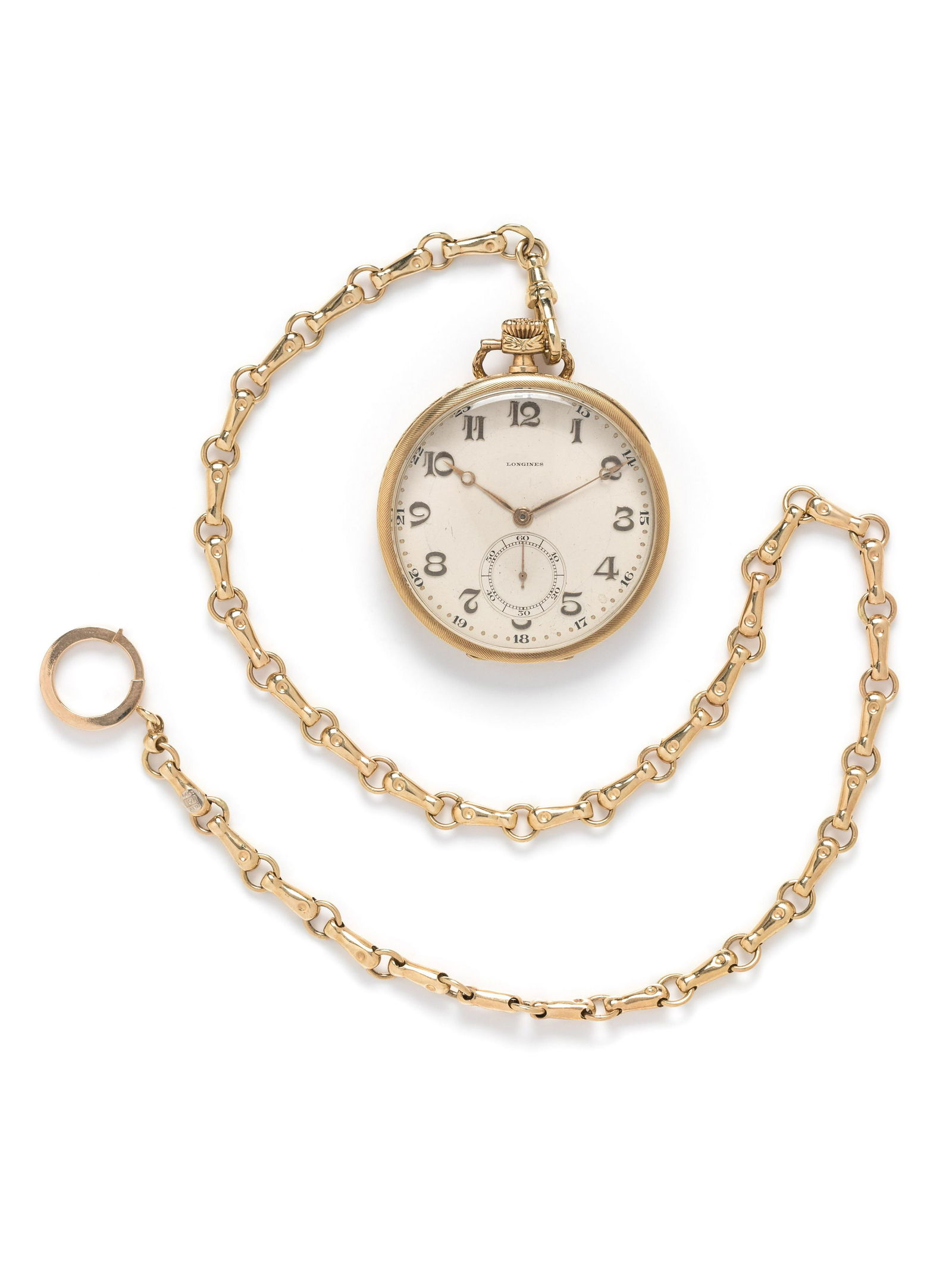 LONGINES, 14K YELLOW GOLD OPEN FACE POCKET WATCH AND (1 of 3)