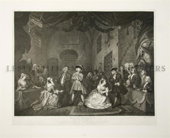 HOGARTH, WILLIAM AND WILLIAM BLAKE. The Beggar's O: HOGARTH, WILLIAM AND WILLIAM BLAKE The Beggar's Opera by Hogarth and Blake: A Portfolio. Cambridge: Harvard University Press, 1965. Oblong folio, loose as issued in cloth-backed folding case, text boo