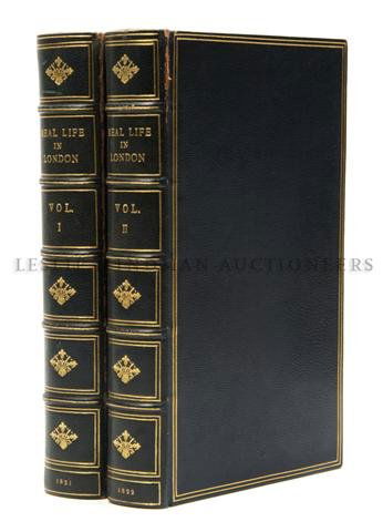 EGAN, PIERCE. Real Life in London. London, 1821. 2: EGAN, PIERCE Real Life in London: Or, the Rambles and Adventure of Bob Tallyho, Esq. and His Cousin, the Hon. Tom. Dashall through the Metropolis. London: Printed for Jones, 1821. 2 vols. 8vo, blue gi