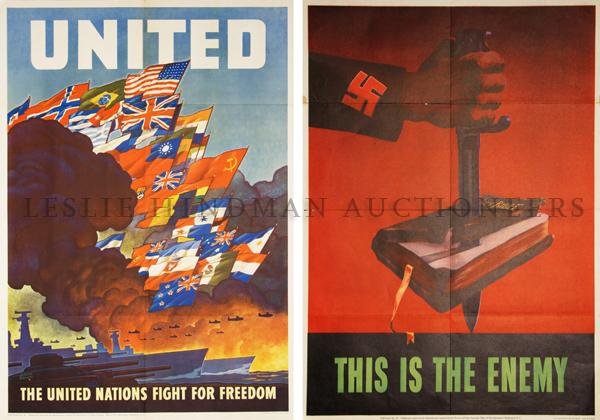 (POSTERS, WWII) OFFICE OF WAR INFORMATION Size of : (POSTERS, WWII) OFFICE OF WAR INFORMATION A group of five WWII propaganda posters issued by the Office of War Information, comprising This is the Enemy, (O.W.I. No.76); 1778, 1943, Americans Will Alwa