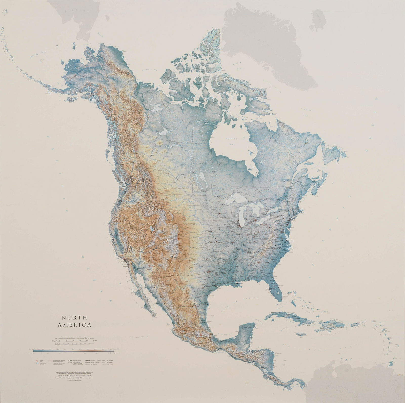 A Contemporary Map of North America. Matted and framed. (1 of 4)