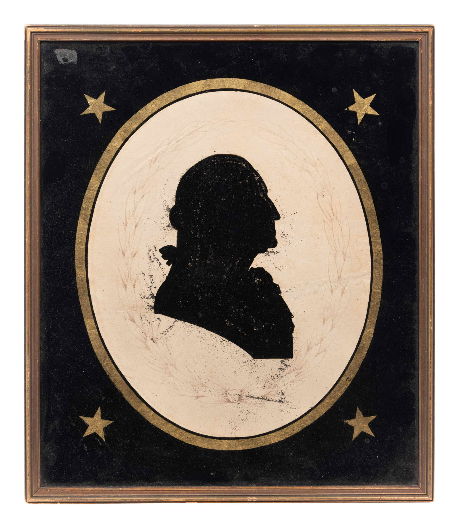 A Reverse Painted Glass Silhouette Profile of George (1 of 2)