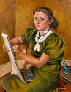 Lucile Blanch (American, 1895-1981): Lucile Blanch (American, 1895-1981) Young Student, 1940 oil on canvas signed Lucile Blanch (lower right) 32 3/4 x 25 1/4 inches. Property from the Collection of Leonard Stark, Chicago, Illinois 