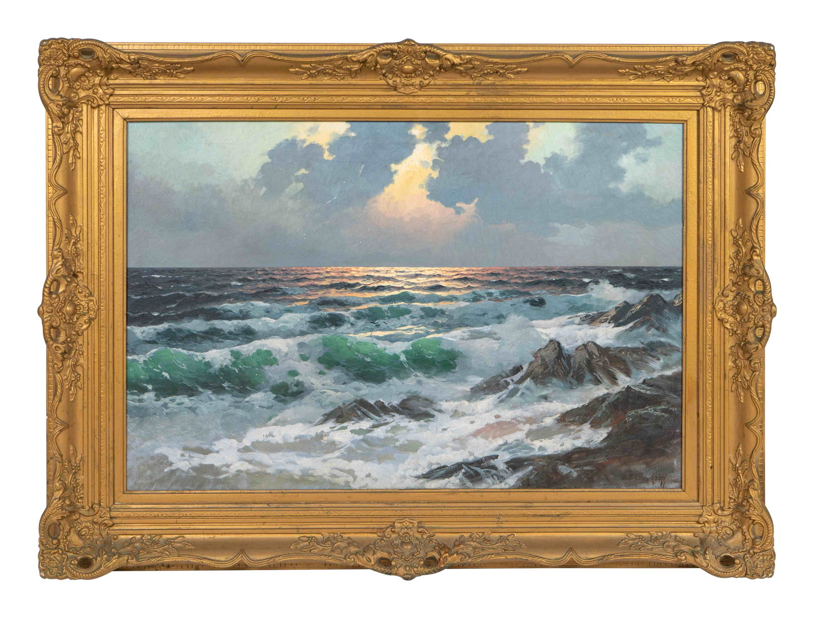 Alexander Dzigurski (American/Yugoslavian, 1911-1995): Alexander Dzigurski (American/Yugoslavian, 1911-1995) Crashing Waves oil on canvas signed A. Dzigurski (lower right) 24 x 36 inches.