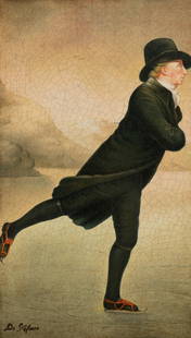 Artist Unknown (19th/20th Century): Artist Unknown (19th/20th Century) after Sir Henry Raeburn, Reverend Robert Walker (1755-1808) Skating on Duddingston Loch, c. 1795 (National Galleries Scotland) oil on board signed Di Stefano (lower