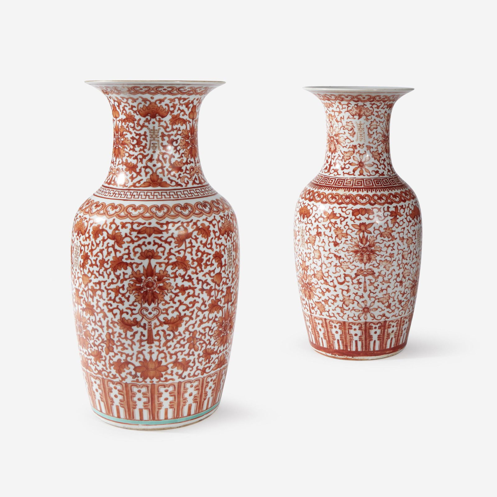 A Near Pair of Chinese Iron-Red and Gilt Baluster Vases (1 of 1)