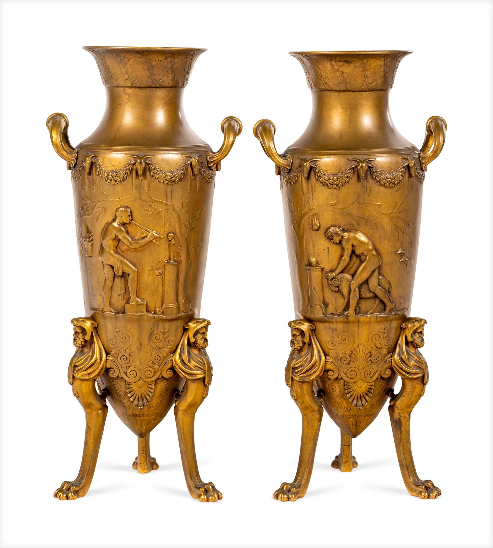 A Pair of French Gilt Bronze Tripod Vases (1 of 5)