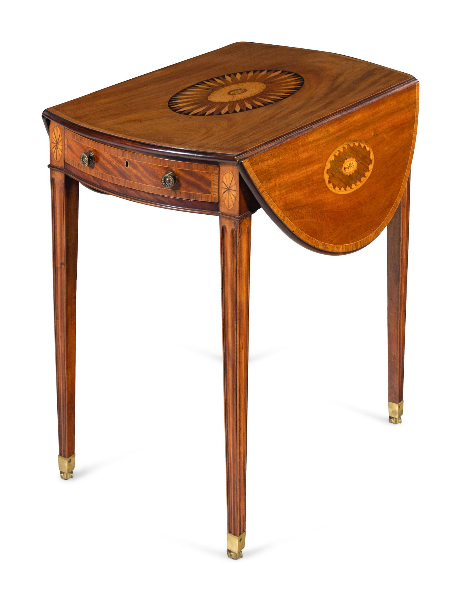 A George III Mahogany, Satinwood and Marquetry Pembroke (1 of 3)