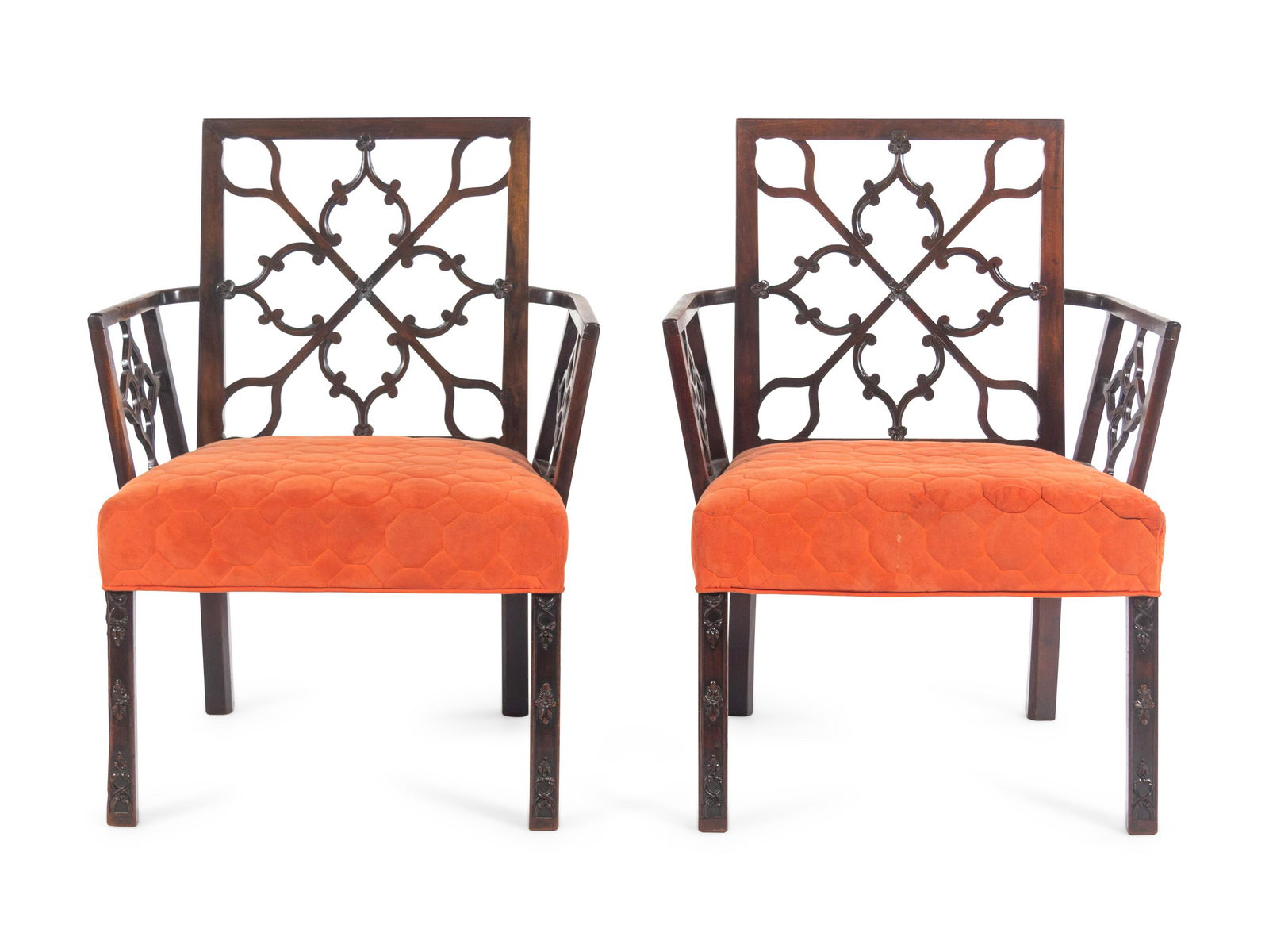 A Pair of Chinese Chippendale Mahogany Armchairs (1 of 4)