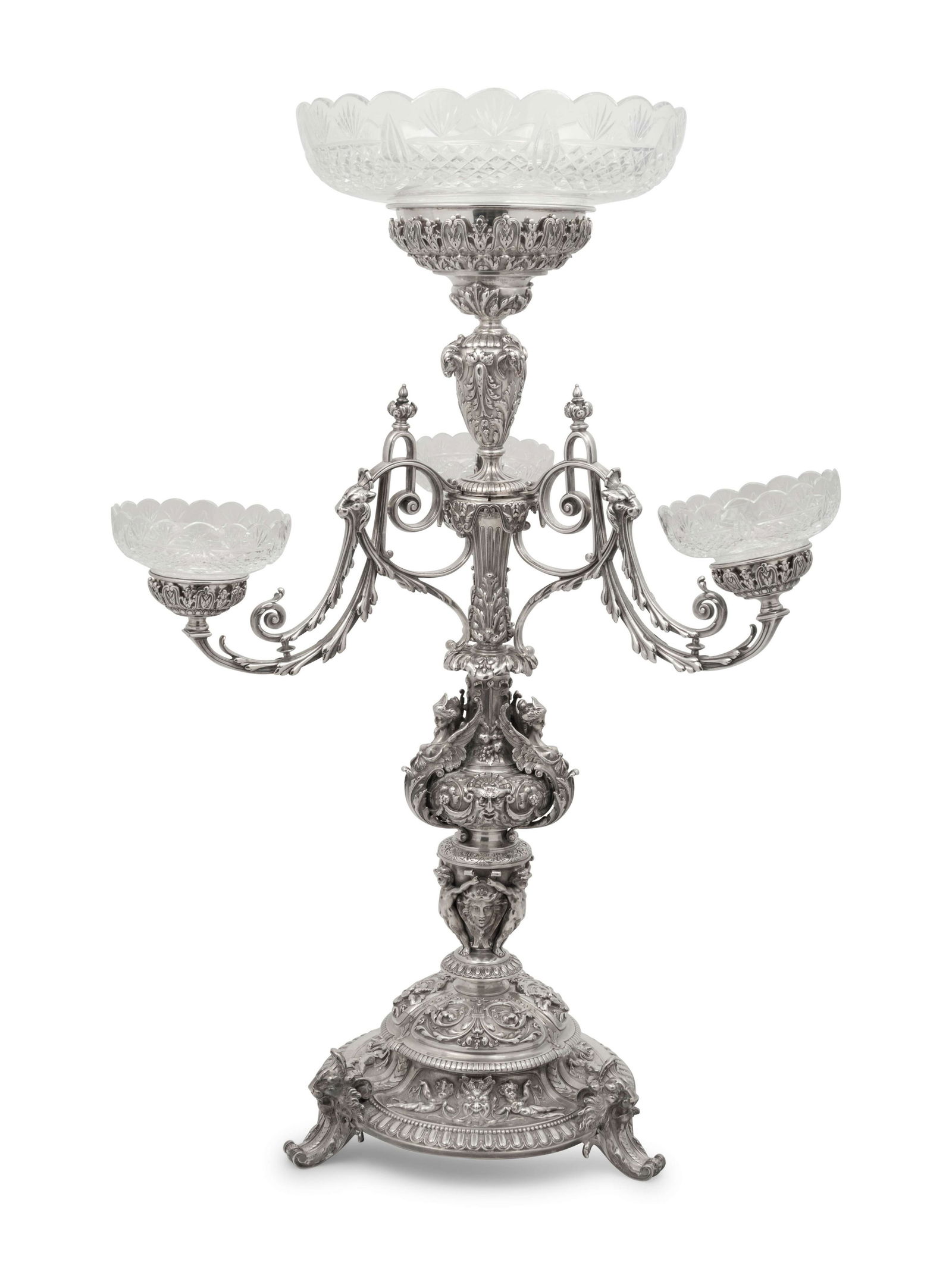 An Elkington & Co. Silver-Plate and Cut Glass Epergne (1 of 2)