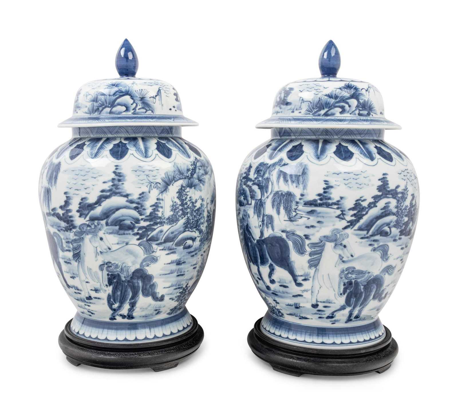 A Pair of Chinese Blue and White Porcelain Jars (1 of 3)